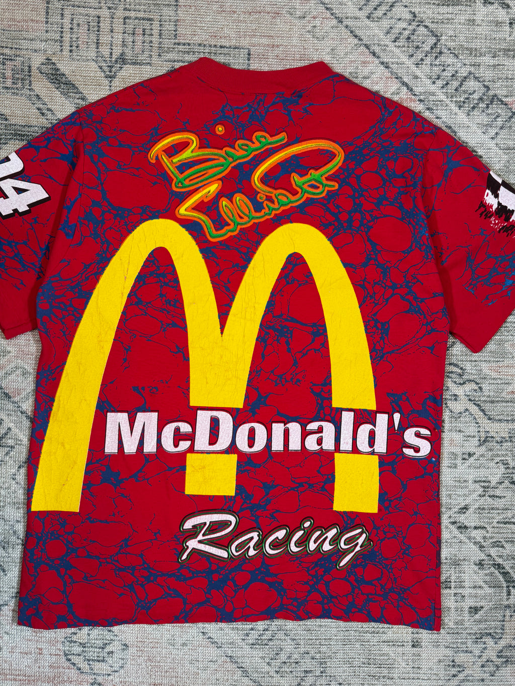 Vintage NASCAR McDonalds All Over Print Shirt (XL)