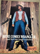 Load image into Gallery viewer, Vintage Here Comes Wrangler Advertisement Poster (21x28inch)
