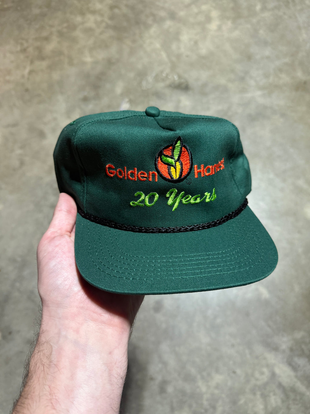 Vintage Golden Harvest 20 Years Embroidered Snapback Hat