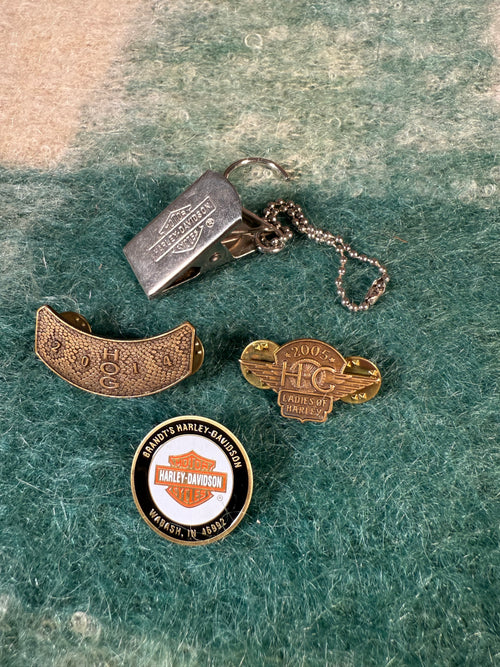 Lot of 4 Harley Davidson Pins and Clip