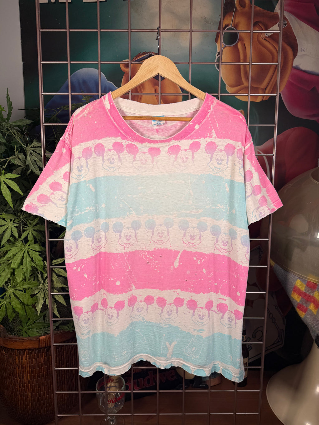 Vintage Distressed Mickey Mouse All Over Print Shirt (XL)