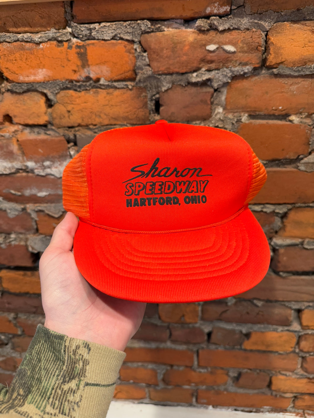 Vintage Sharon Speedway Orange Trucker Hat