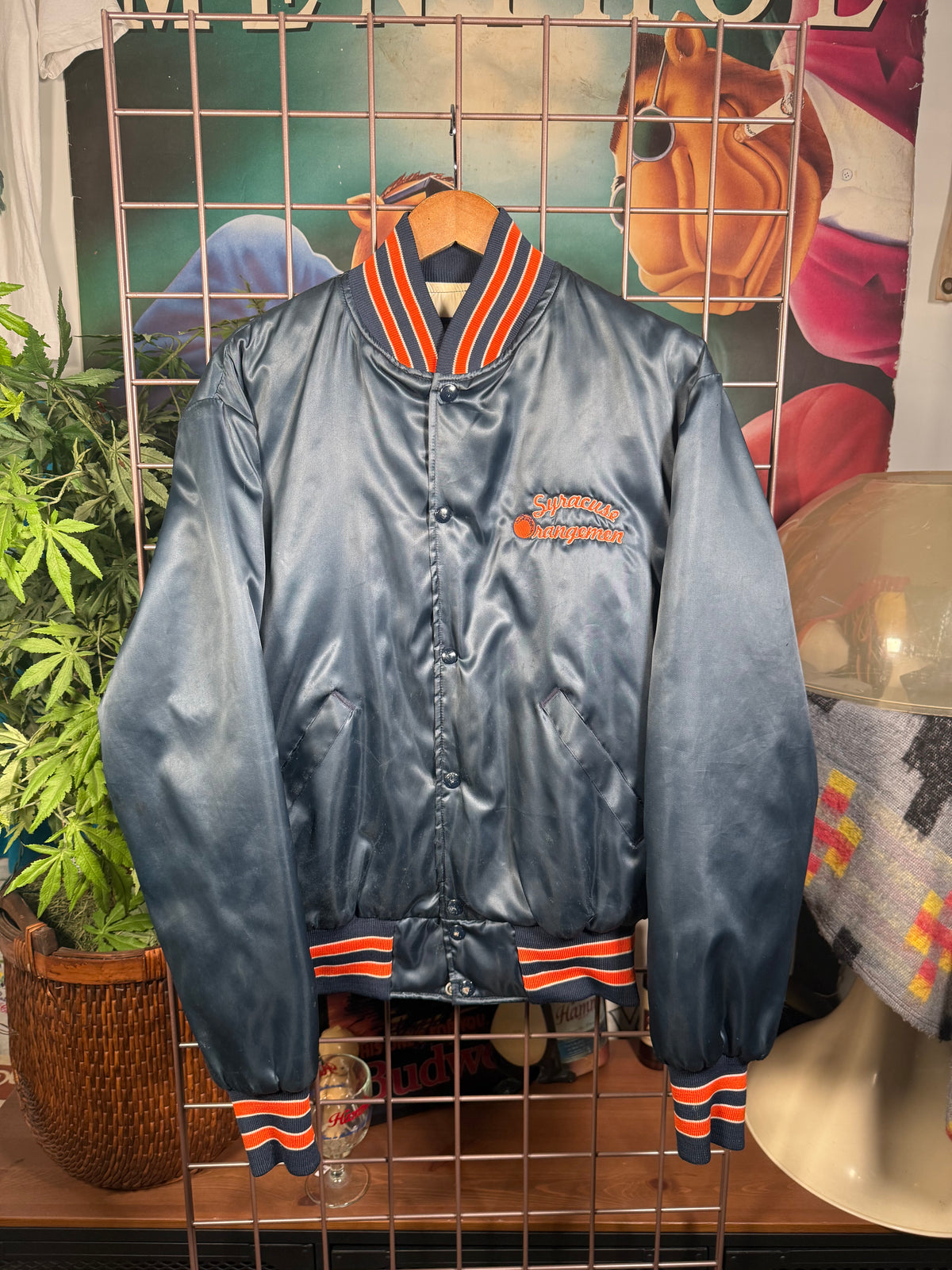 Vintage Syracuse Stitched Satin Bomber Jacket (L)