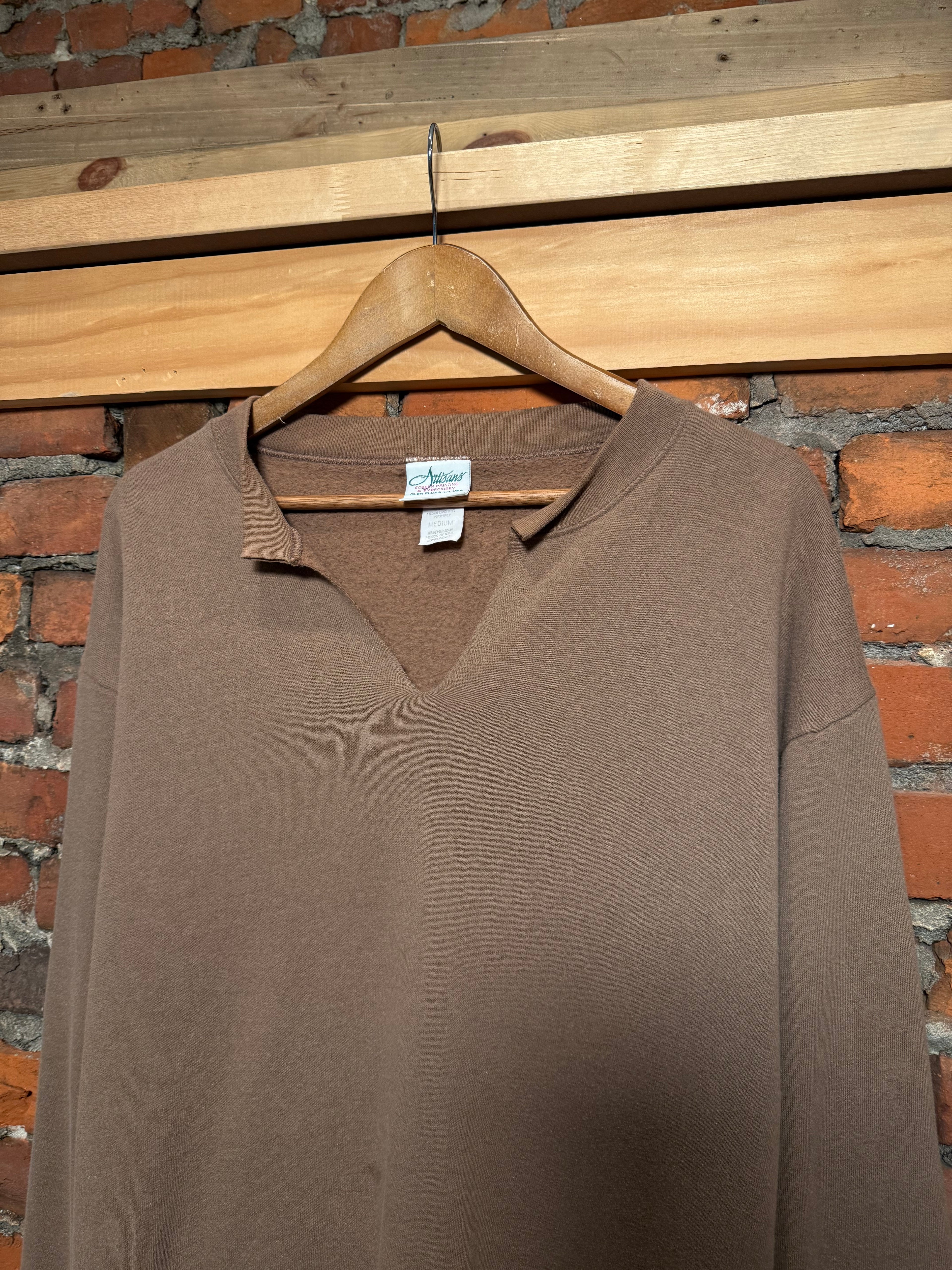 Vintage Artisans Brown Cut Collar Crewneck (M)