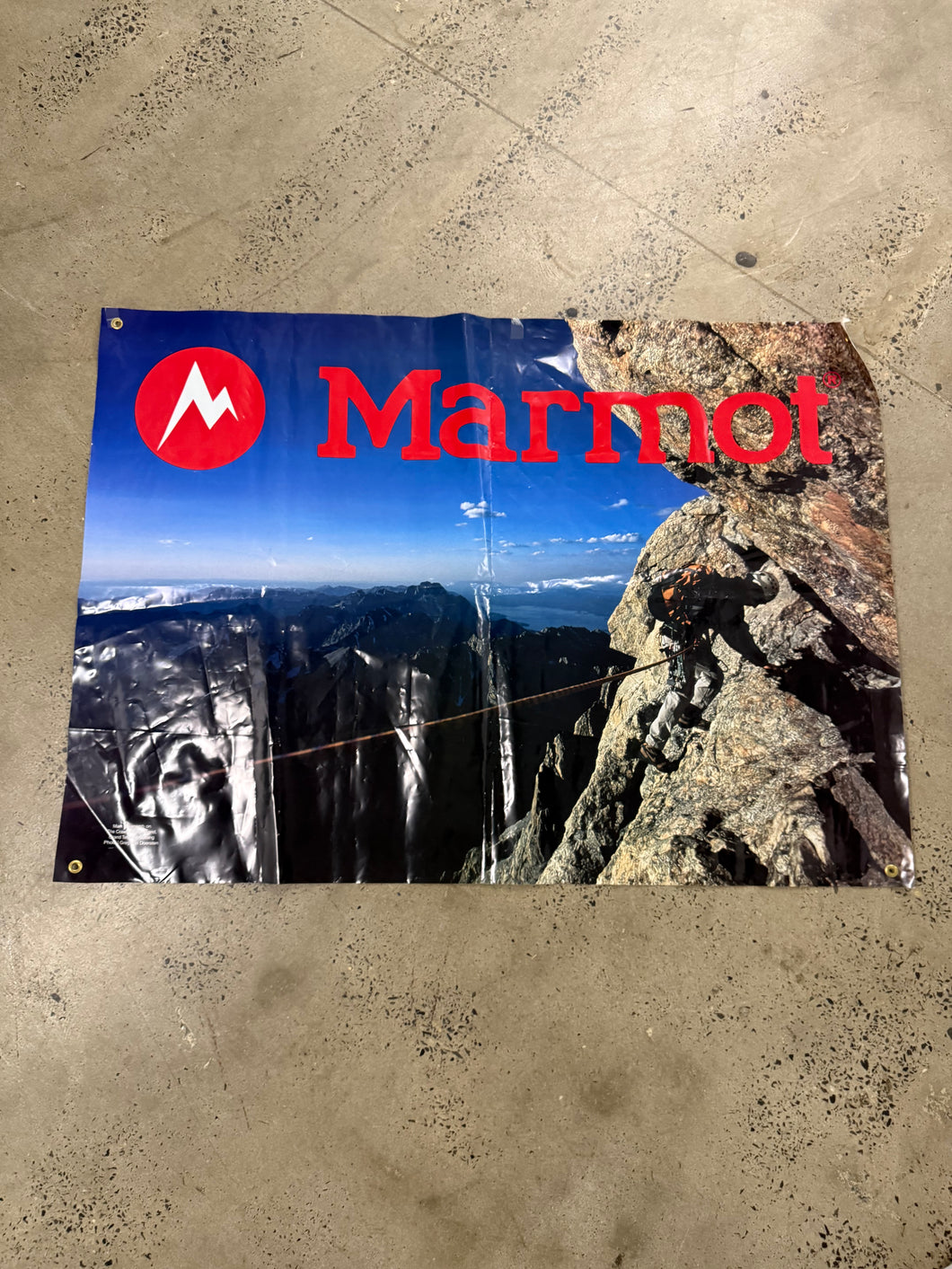 Vintage Marmot Rock Climber Advertisement Banner (47inx34in)