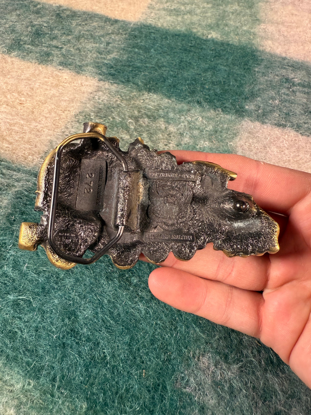 Vintage 3D Train Engine Belt Buckle