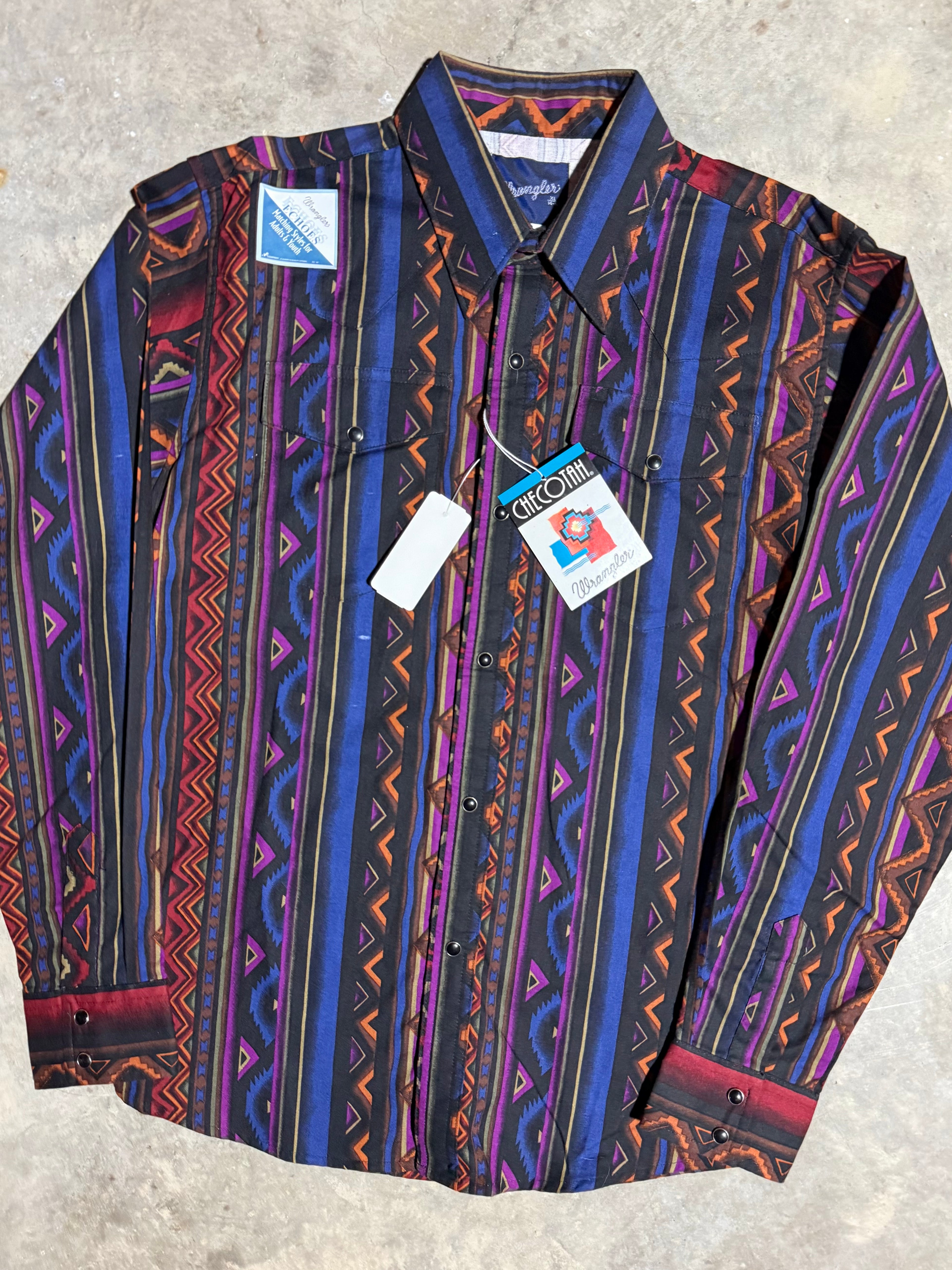 Vintage Wrangler Checotah Pattern Western Shirt (Youth XL)