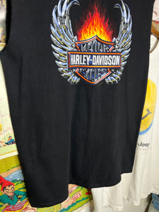 Vintage 1999 Flaming Harley Cutoff Tee (L)