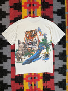Vintage 90s Endangered Animals All Over Print Shirt (L)