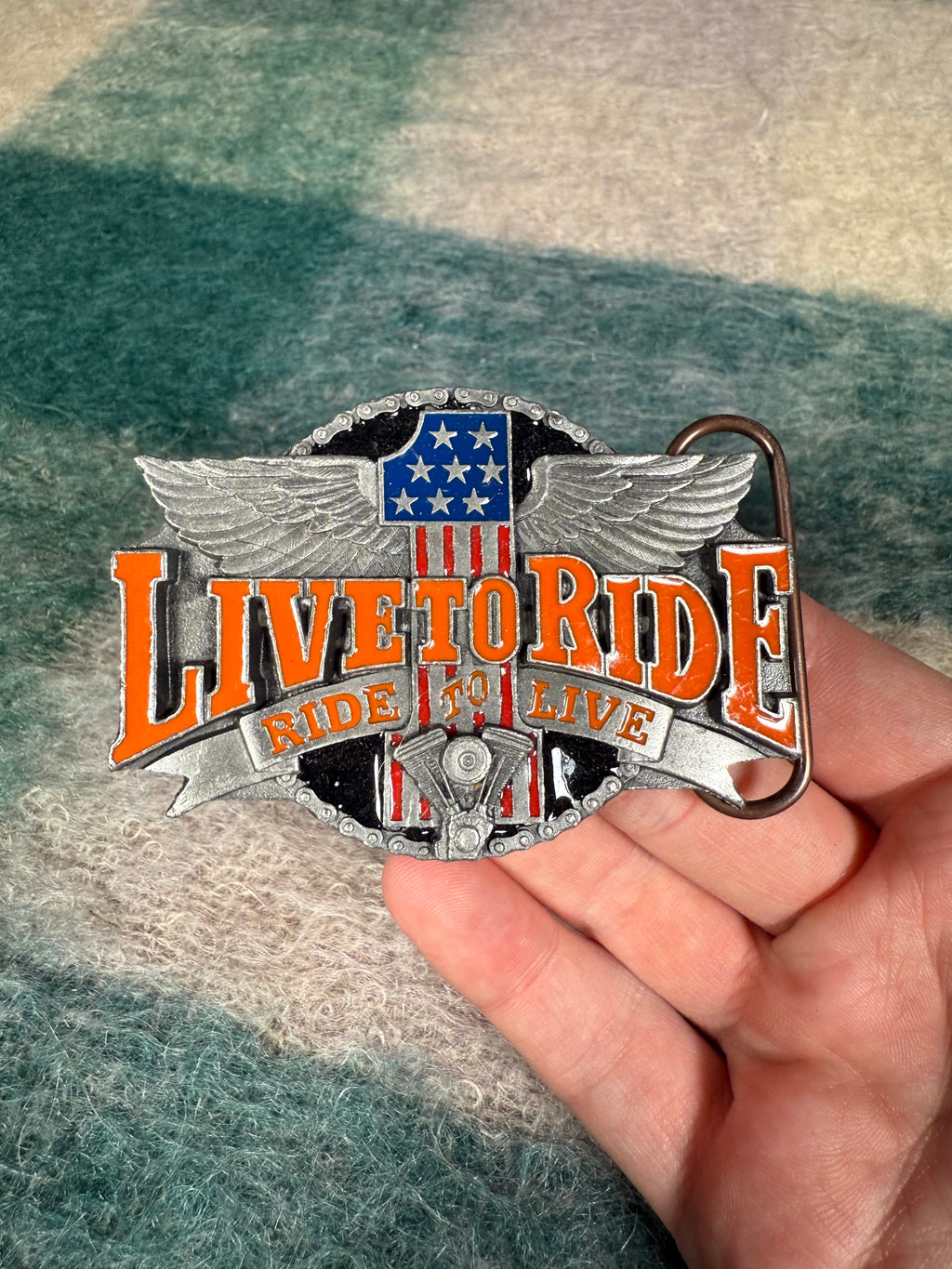 Vintage Live To Ride #1 Belt Buckle