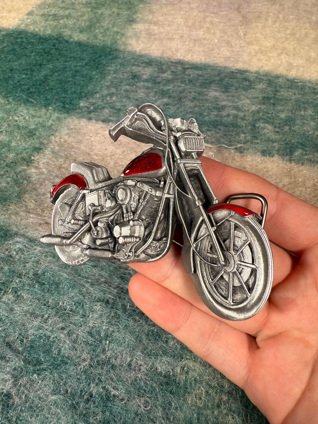 Vintage 3D Motorcycle Belt Buckle