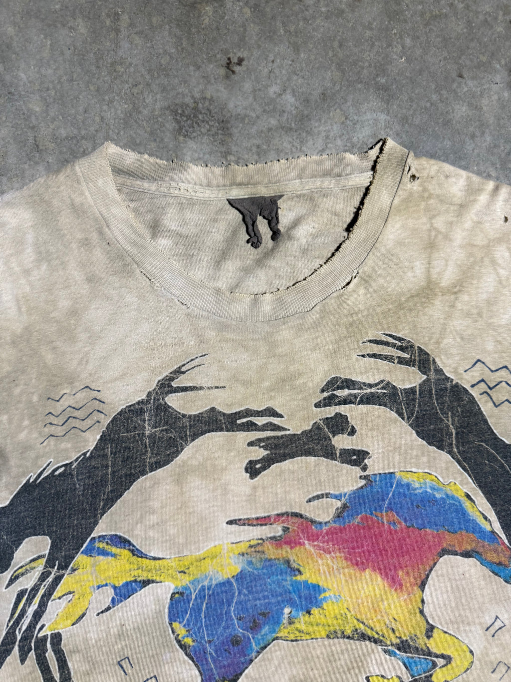 Vintage 90s Running Horse Dyed Distressed T-Shirt (2XL)
