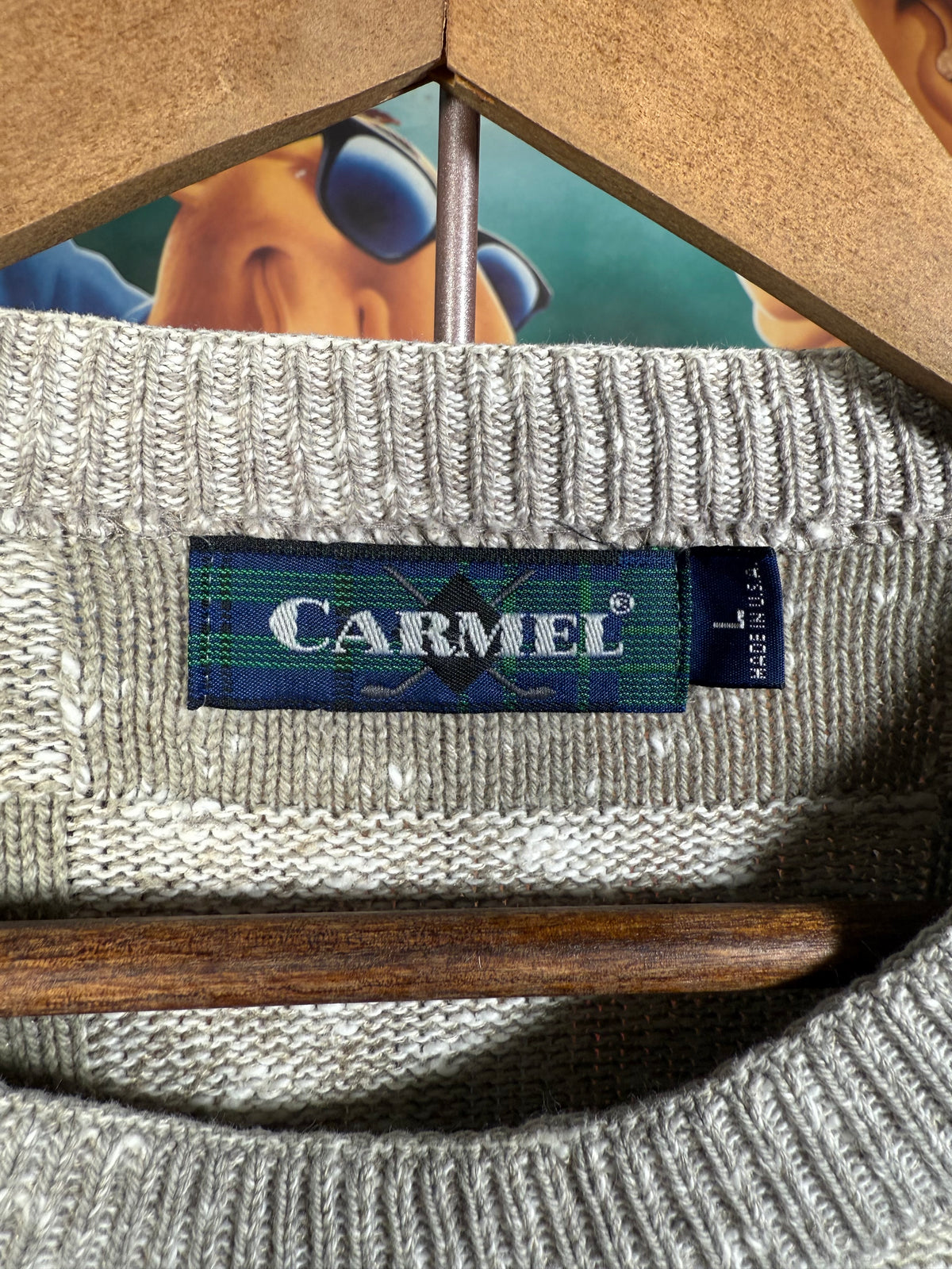 Vintage Carmel Tan Knit Golf Sweater (L)