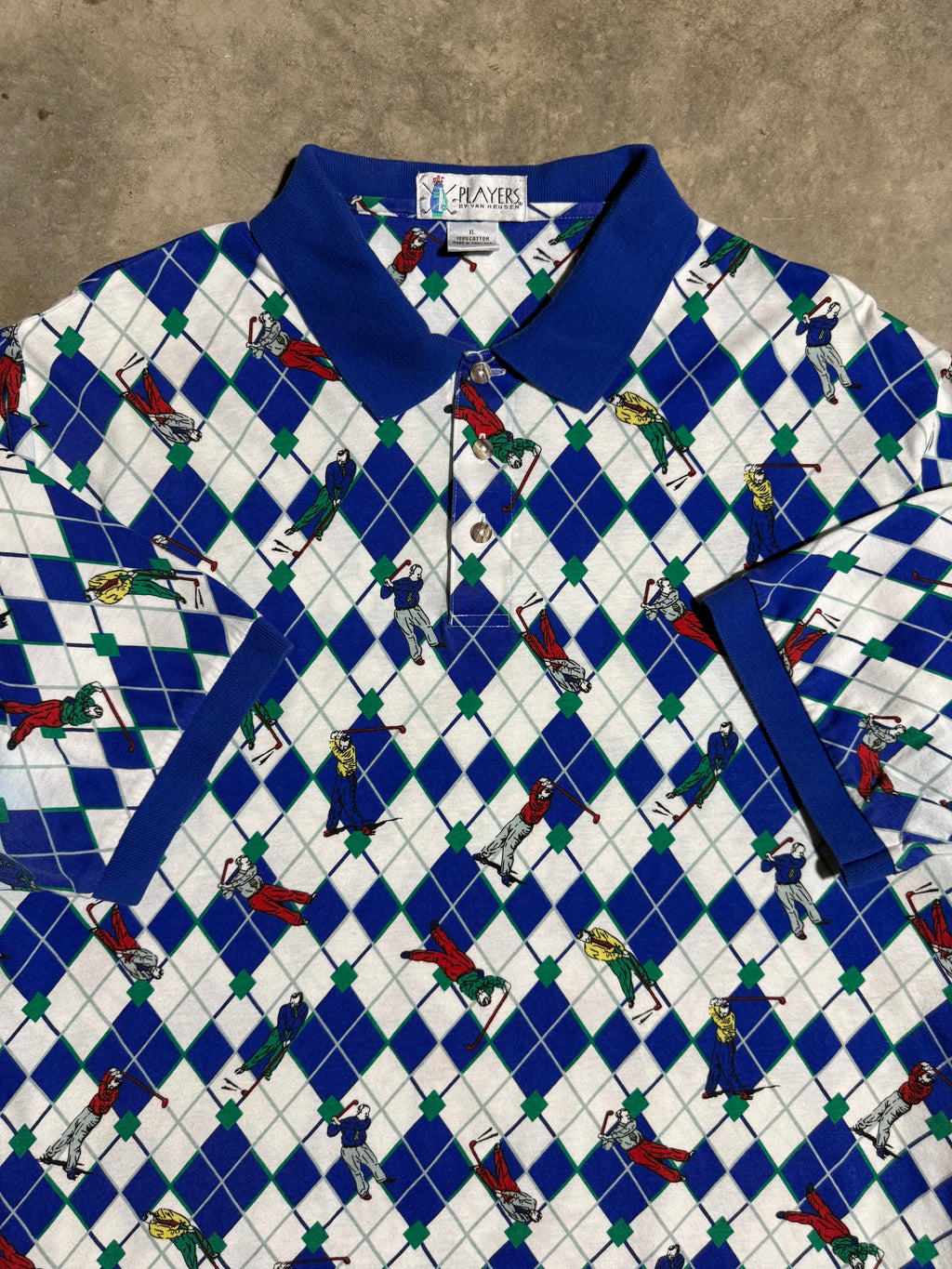 Vintage Players All Over Print Golf Polo (XL)