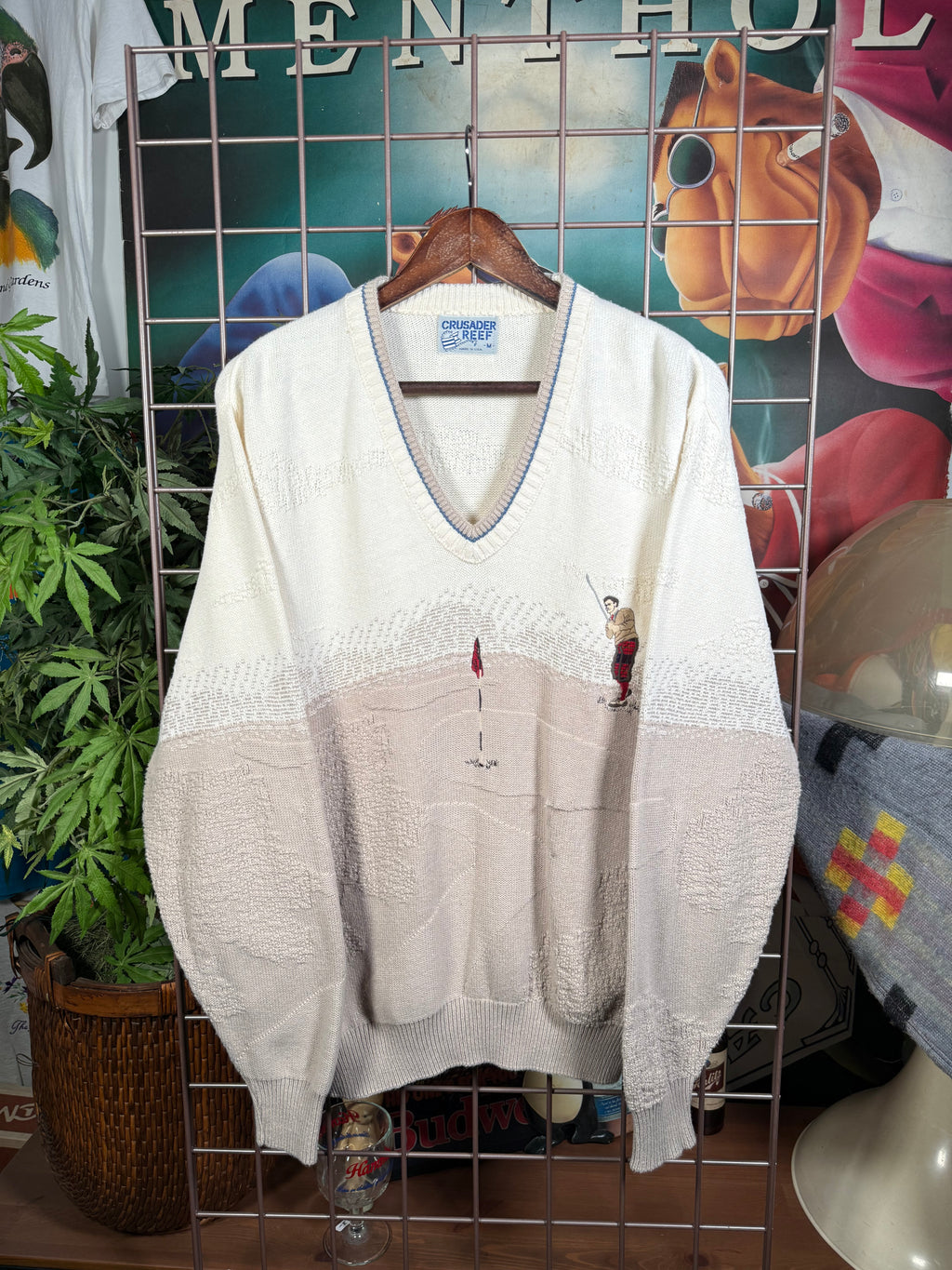 Vintage Crusader Reef Two Tone Golf Sweater (M)