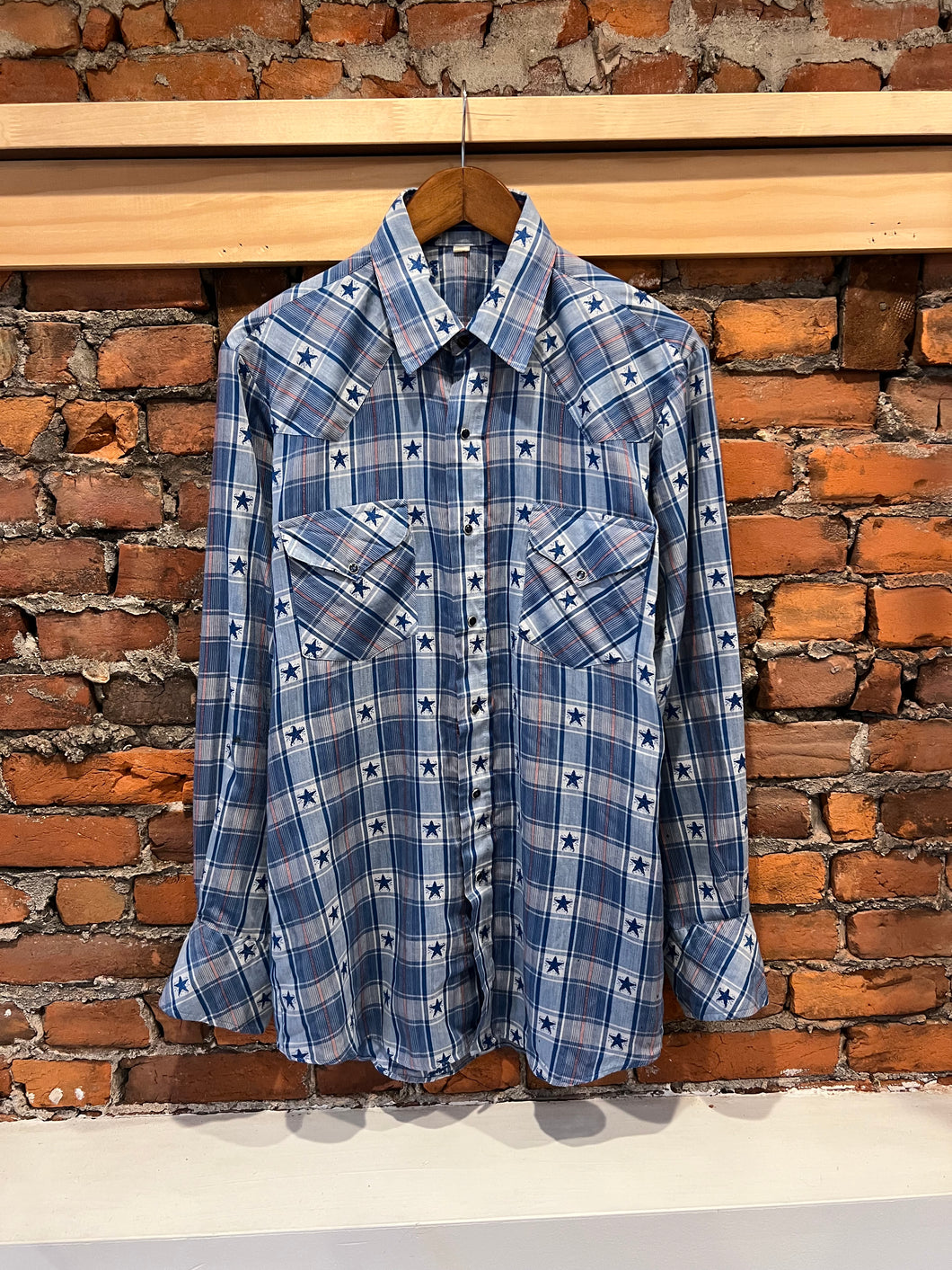 Vintage 90s Blue Western Star Shirt (M)