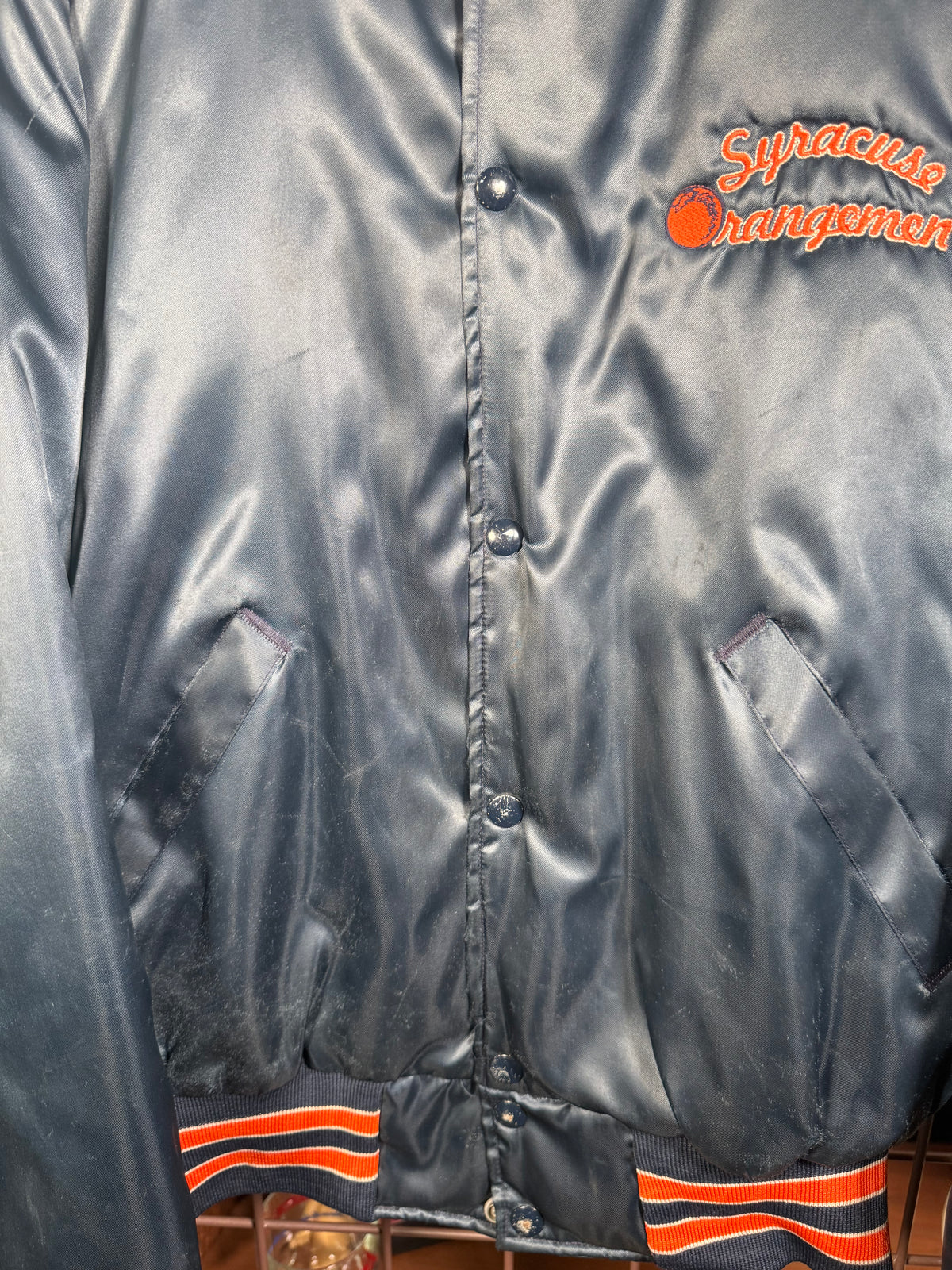 Vintage Syracuse Stitched Satin Bomber Jacket (L)