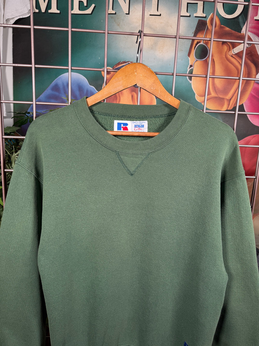 Vintage Russell Athletic Green Thick Sweatshirt (M)
