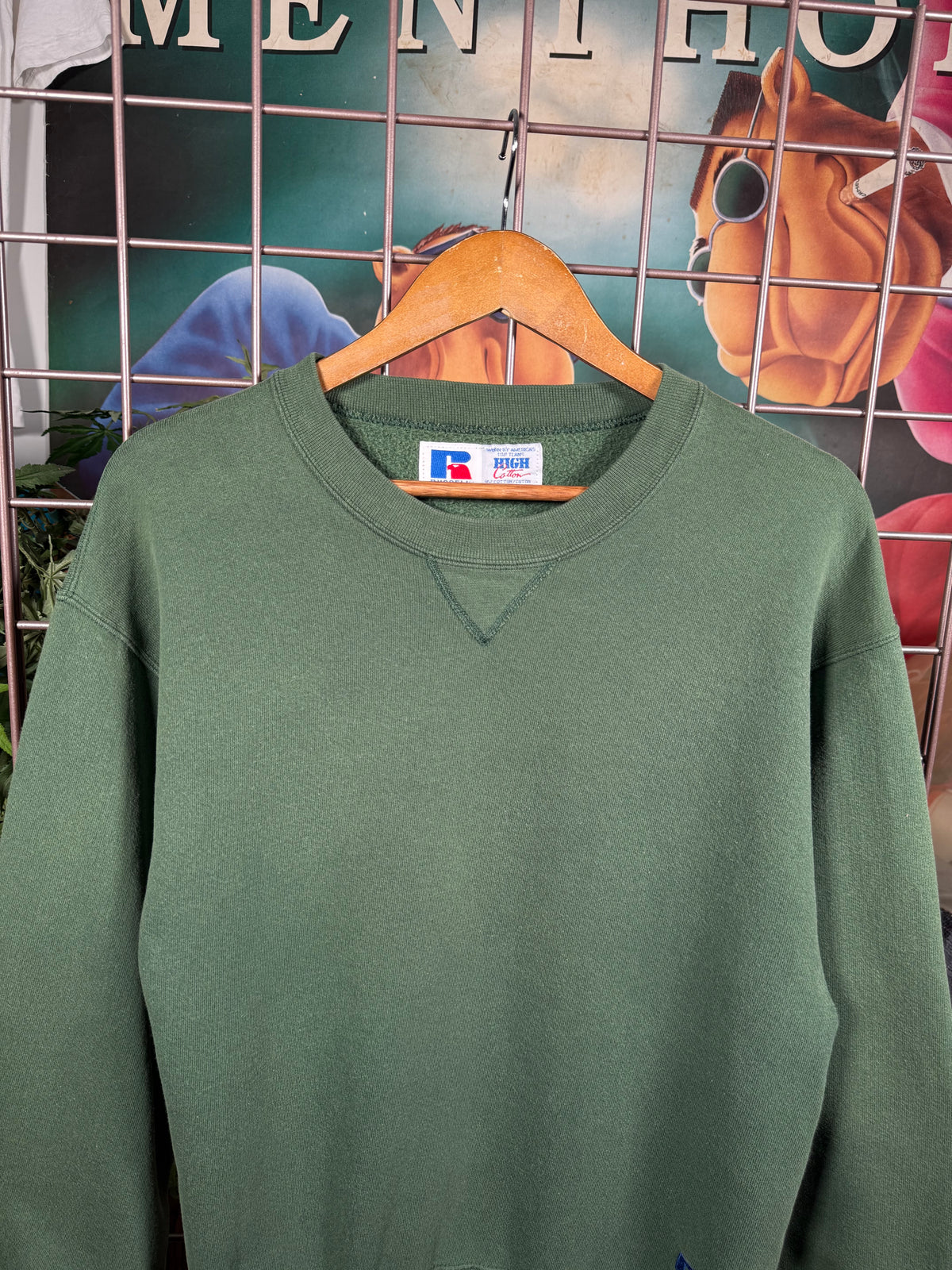 Vintage Russell Athletic Green Thick Sweatshirt (M)