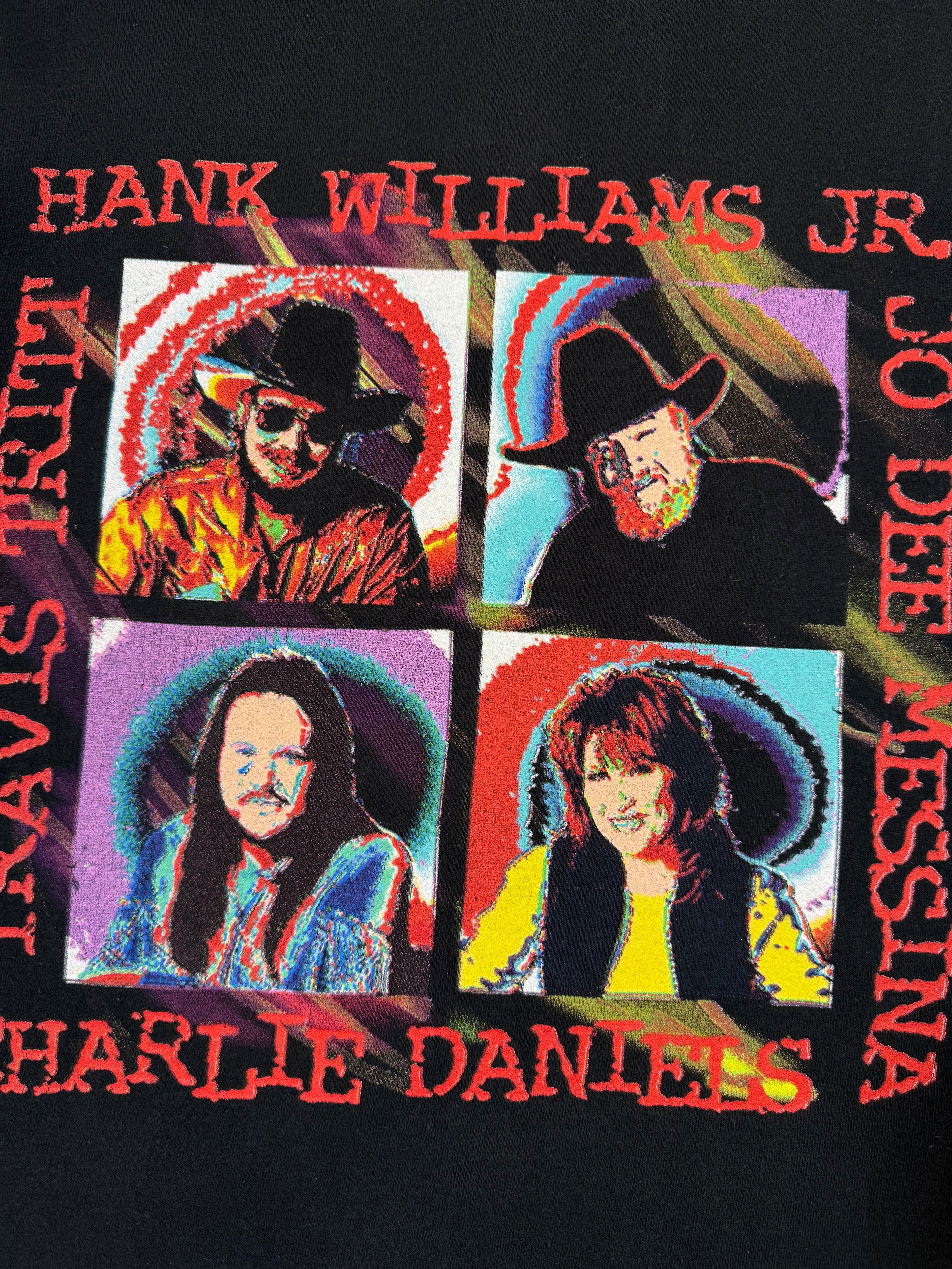 Vintage Late 90s Hank Williams Jr, Charlie Daniels, Travis Tritt, Jo Dee Messina Concert Shirt (XL)