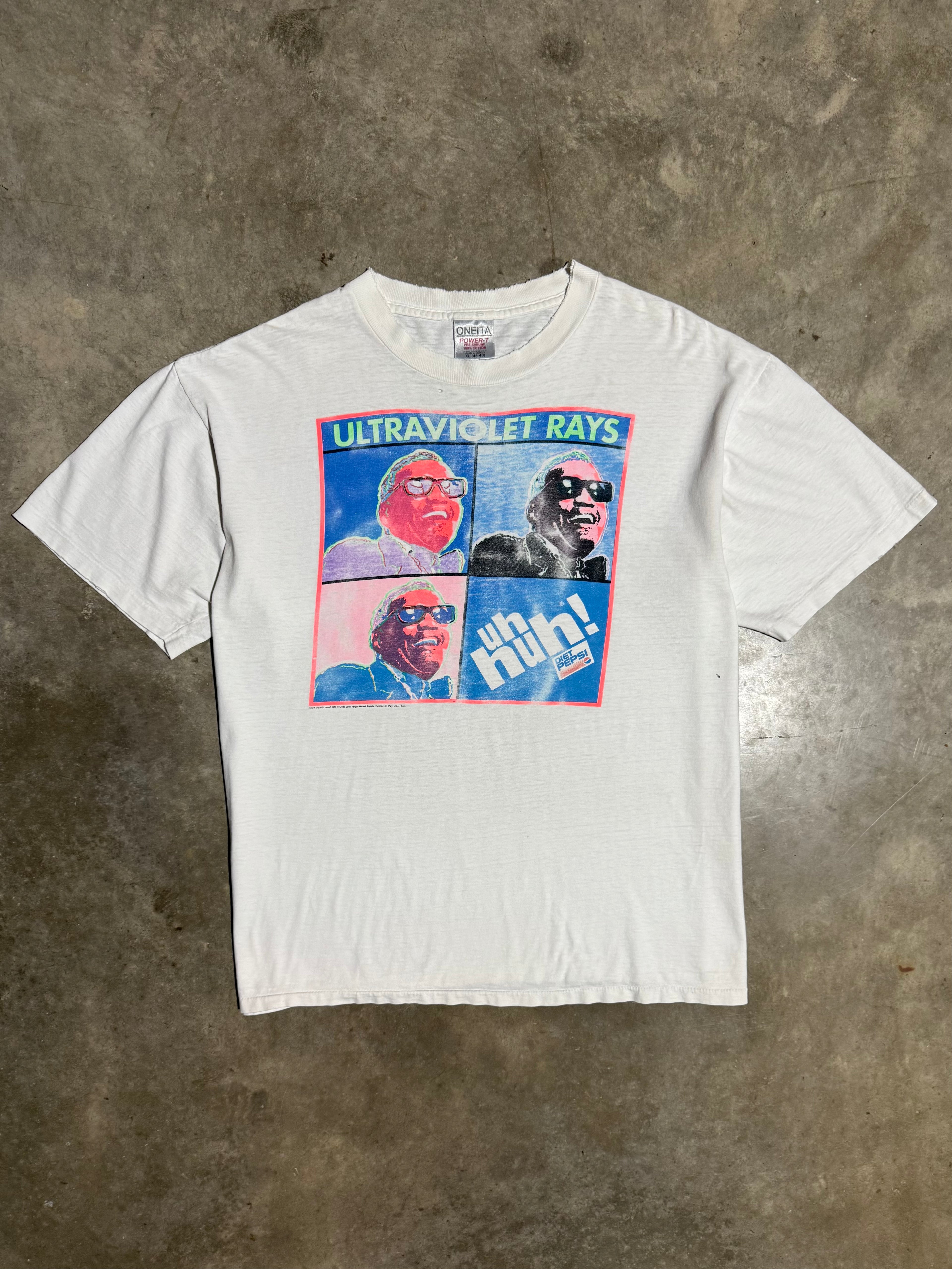 Vintage Early 90s Distressed Diet Pepsi Ultraviolet Rays Ray Charles Tee(XL)