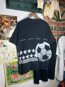 Vintage 90s Soccer All Over Print Tee (L)