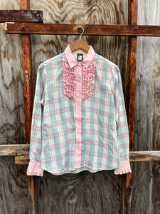 Vintage Karman Pink and Teal Womens Shirt (WM, see measurements)