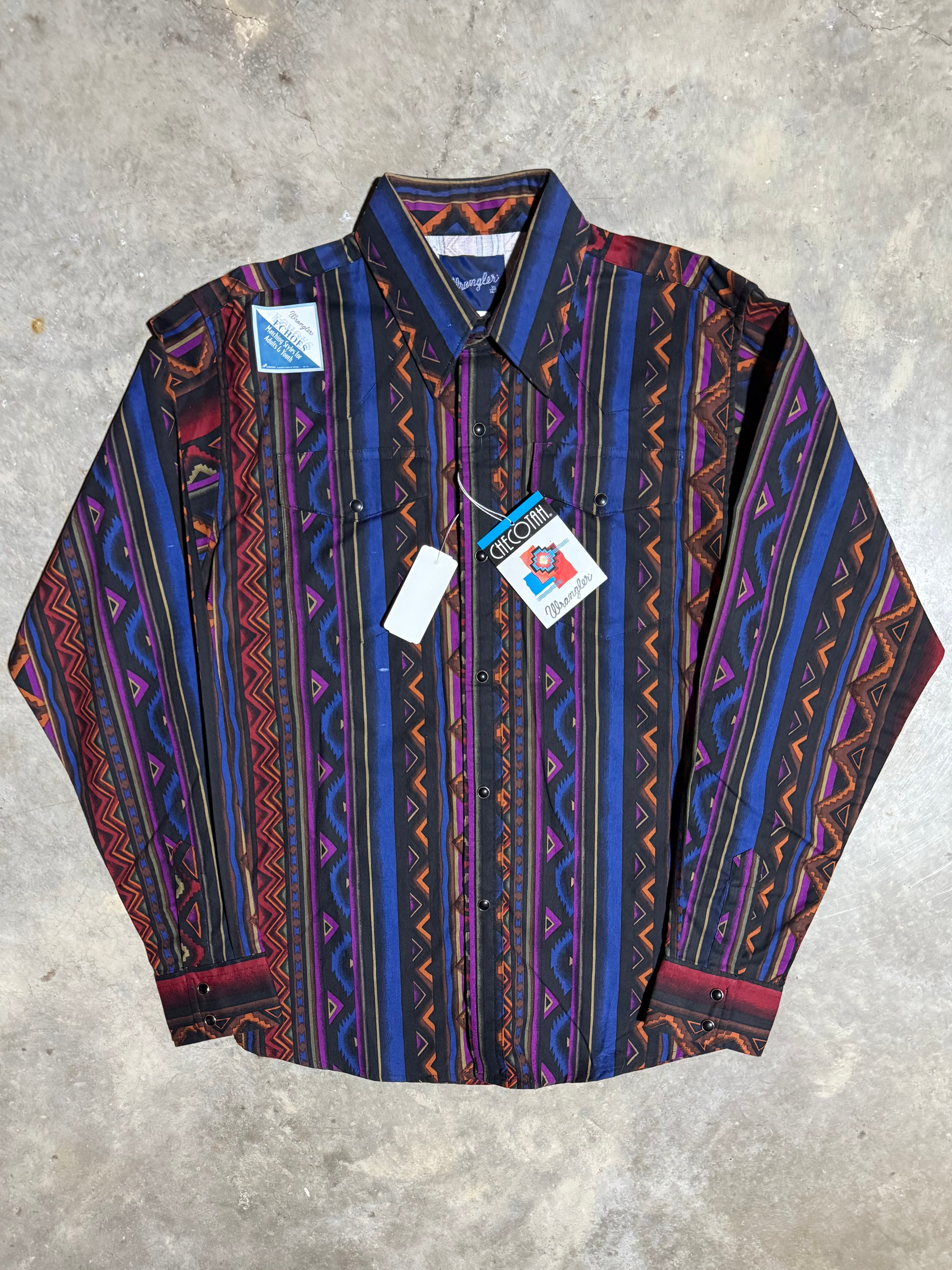 Vintage Wrangler Checotah Pattern Western Shirt (Youth XL)