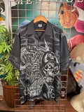 Y2K Dragonfly Motorcycle Skull Button Up Shirt (XL)