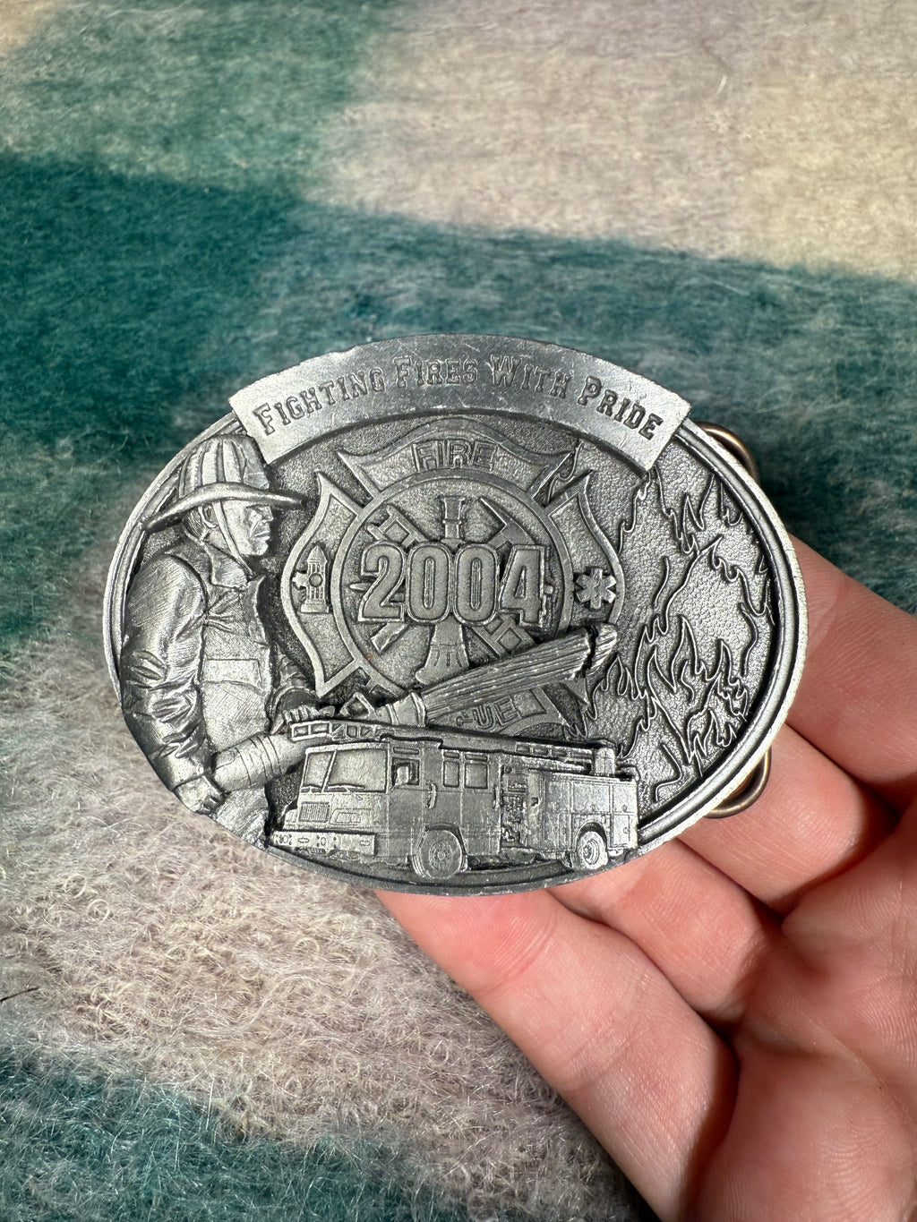 Vintage 2004 Firefighter Fighting Fires With Pride Belt Buckle