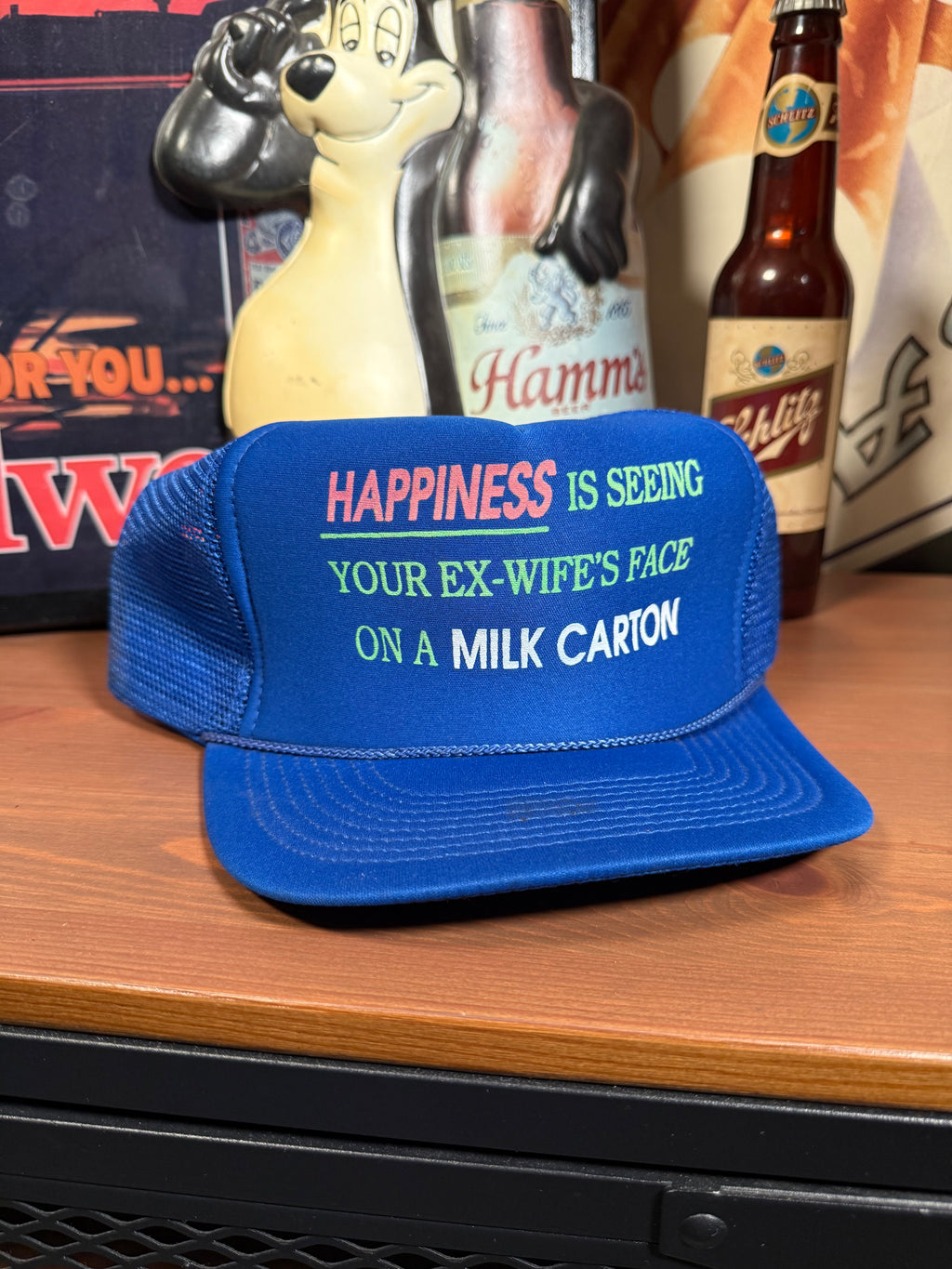 Vintage “Happiness is Seeing Your Ex Wife On A Milk Carton” Trucker Hat