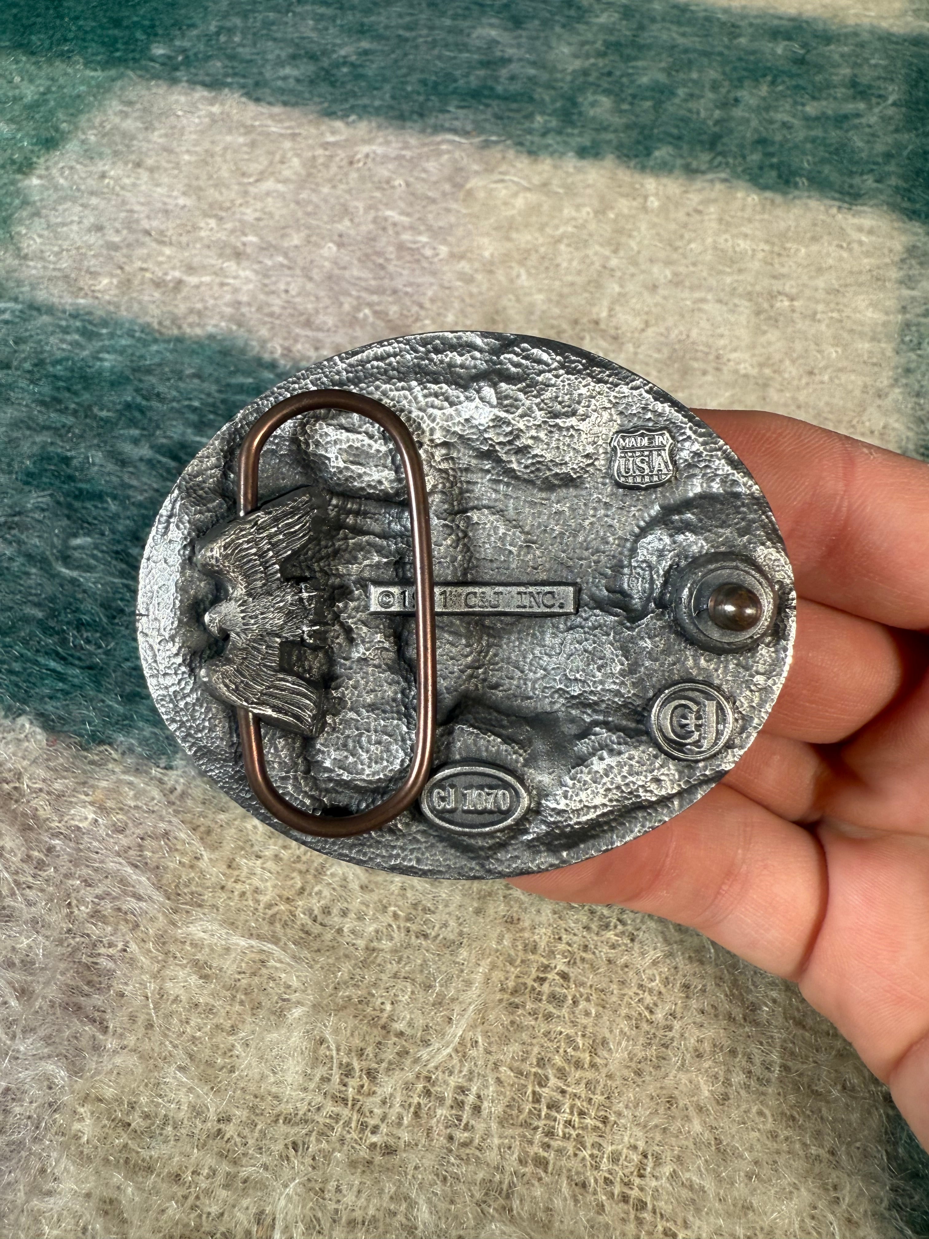 Vintage Girl Riding Dragon Belt Buckle