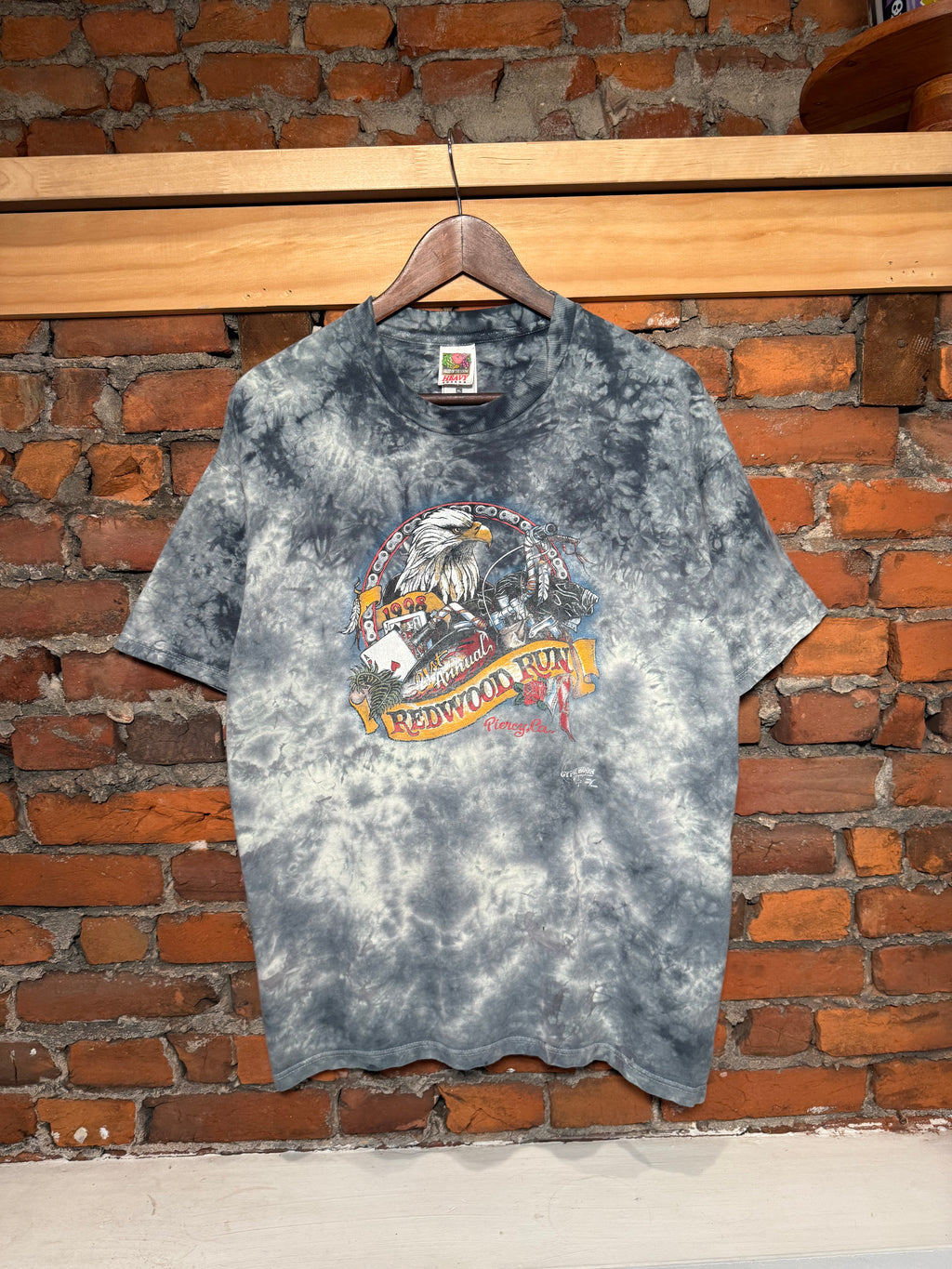 Vintage 1998 Redwood Run Motorcycle/Music Fest Tie Dye Shirt (XL)