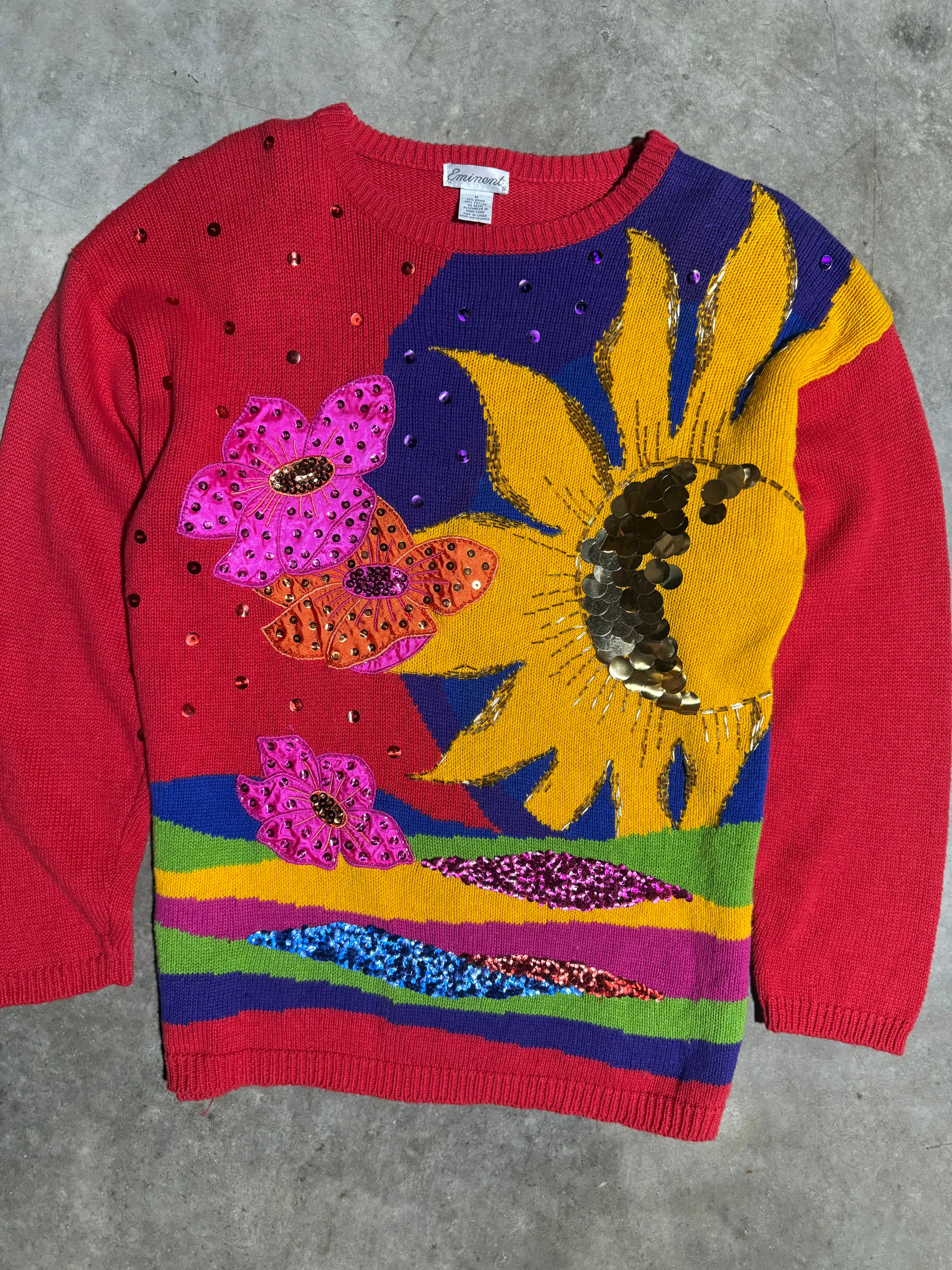 Vintage Eminent Sunflower Knit Sweater (WM)