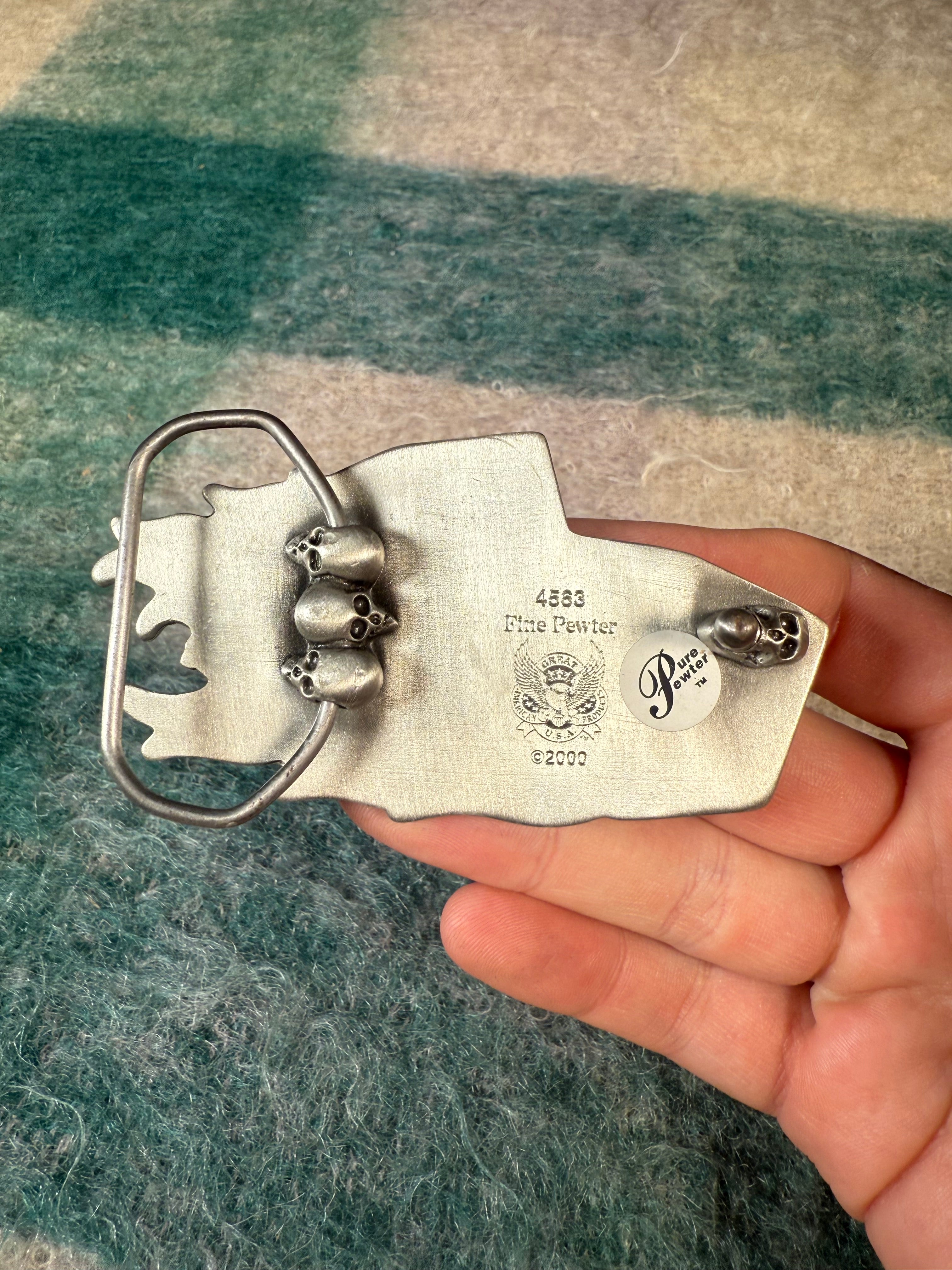 Vintage 2000 Sparkly Flame Dice Belt Buckle