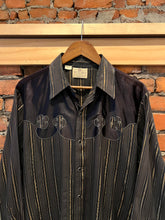 Load image into Gallery viewer, Vintage 90s Dee Cee Black and Gold Western Shirt (L)
