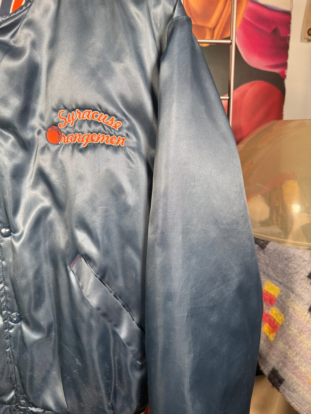 Vintage Syracuse Stitched Satin Bomber Jacket (L)