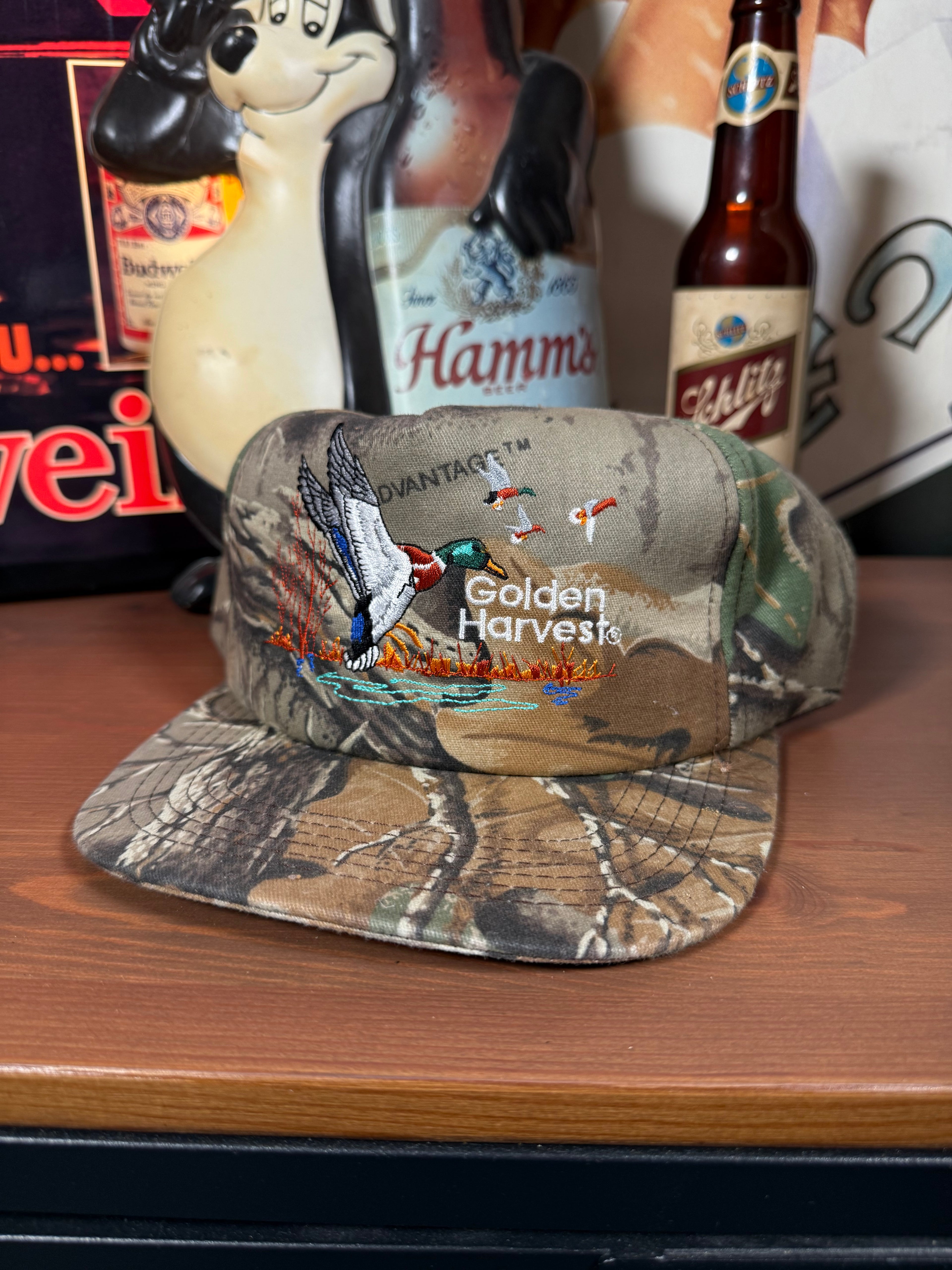 Vintage Golden Harvest Seeds Duck Camo K Products Trucker Hat