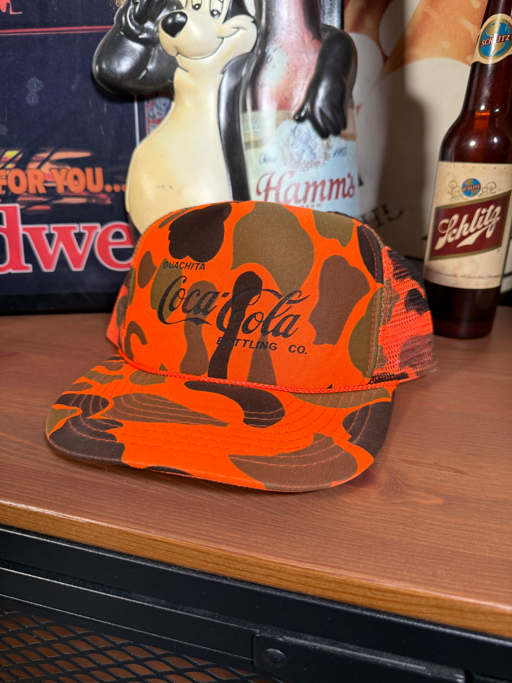 Vintage Coca Cola Orange Camo Trucker Hat