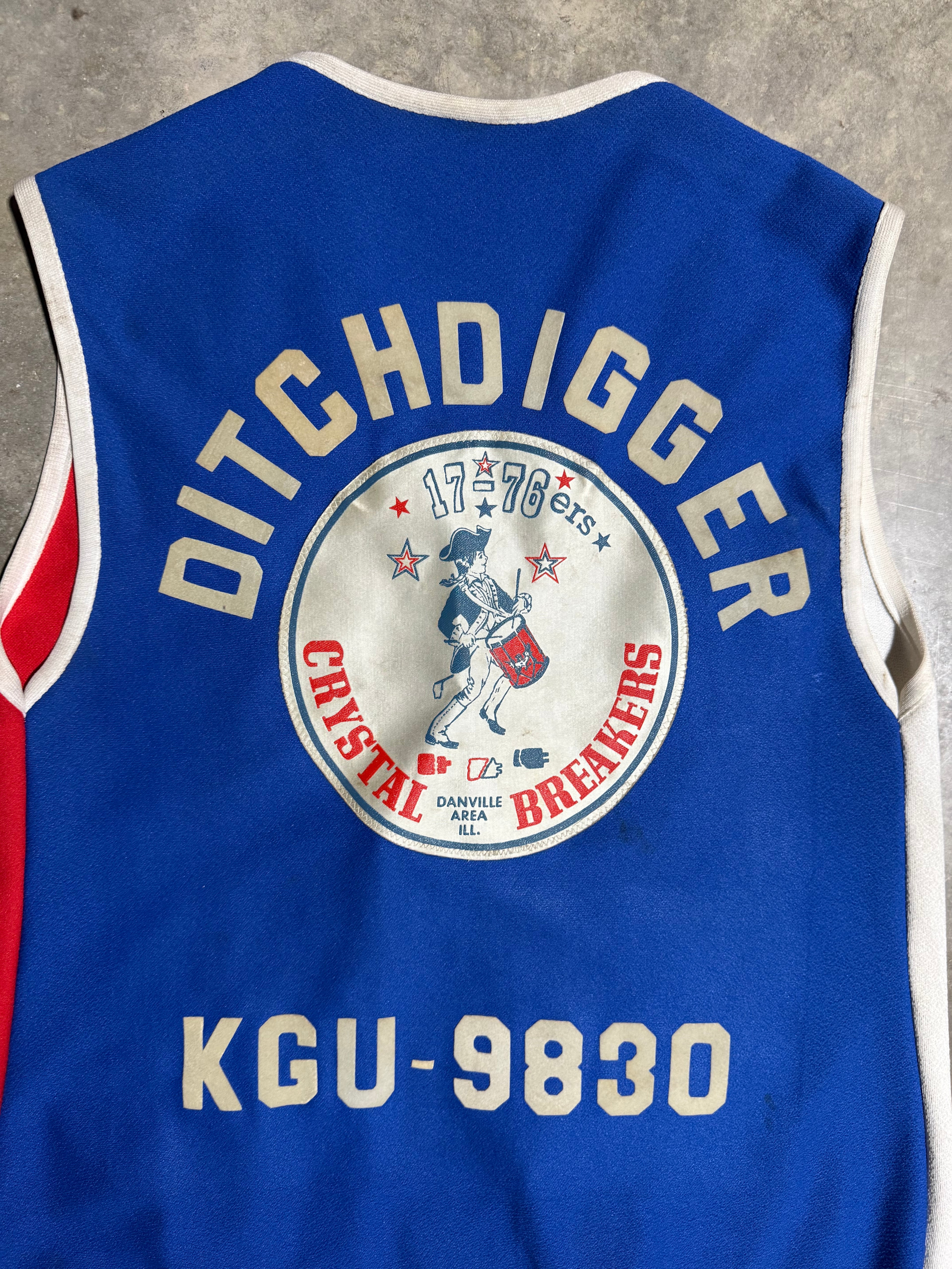 Vintage 70s 1776ers Ditchdigger Red White & Blue Patch Vest (M)