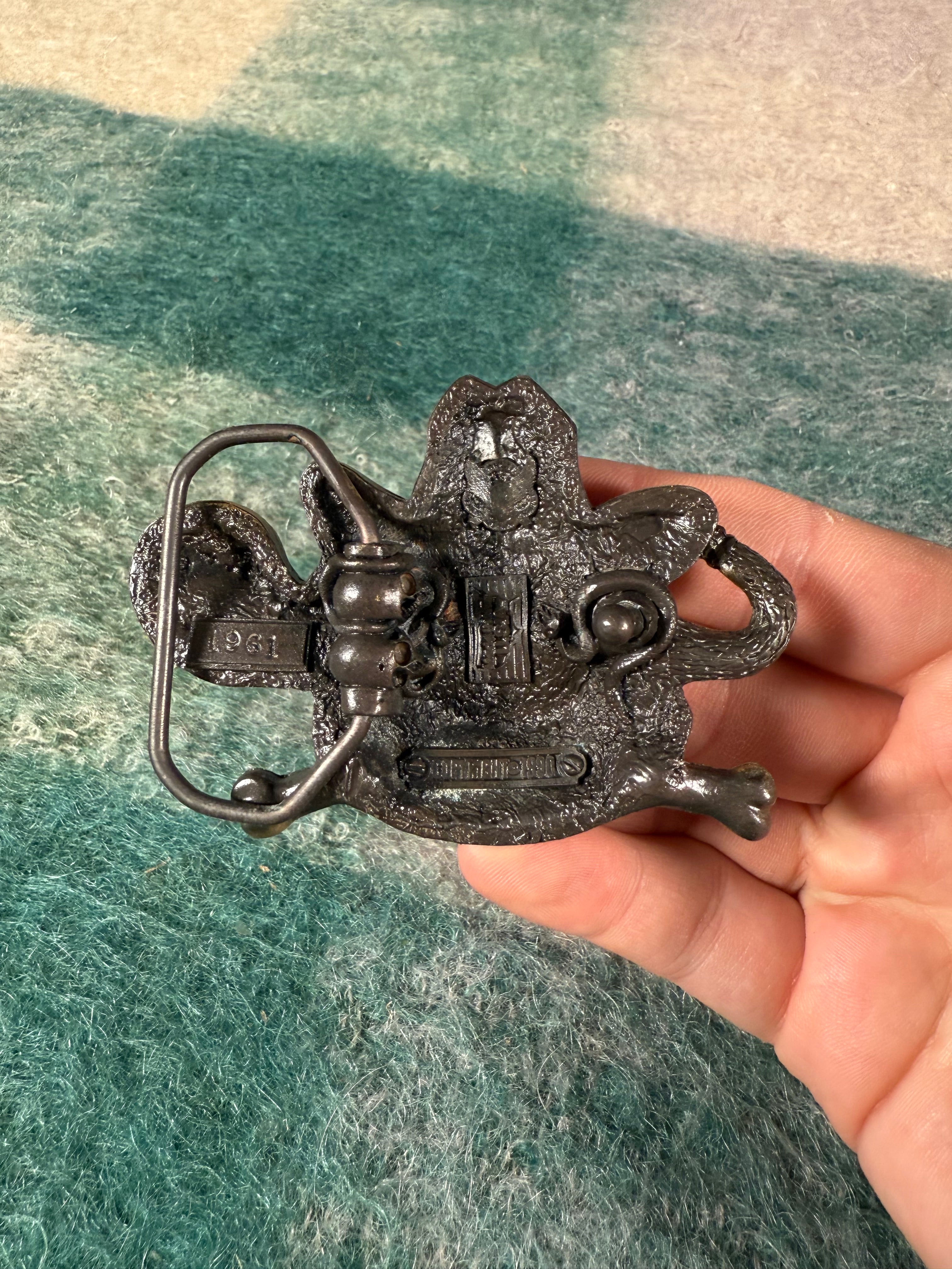 Vintage Cowboy Skull and Snake Belt Buckle