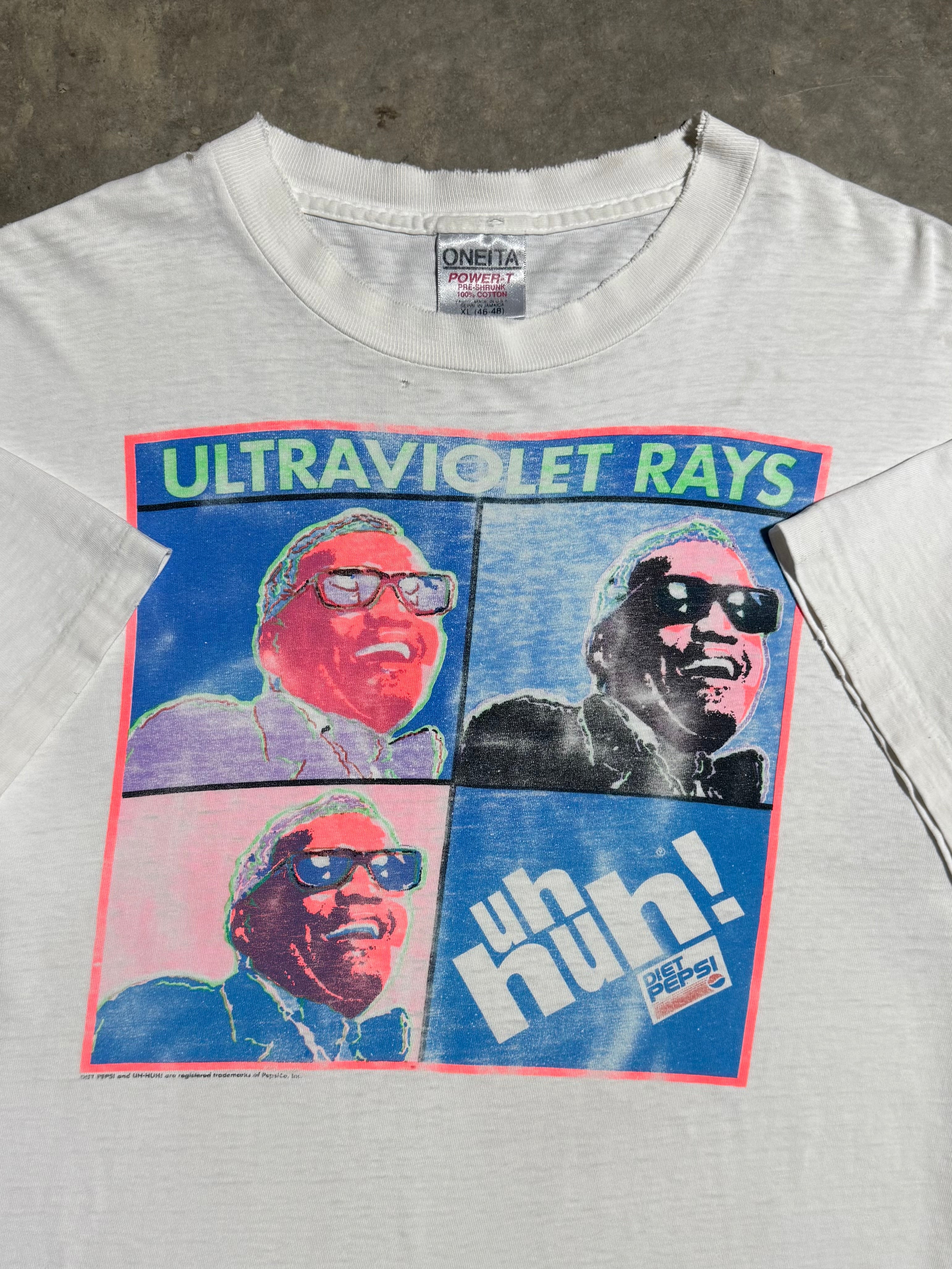 Vintage Early 90s Distressed Diet Pepsi Ultraviolet Rays Ray Charles Tee(XL)