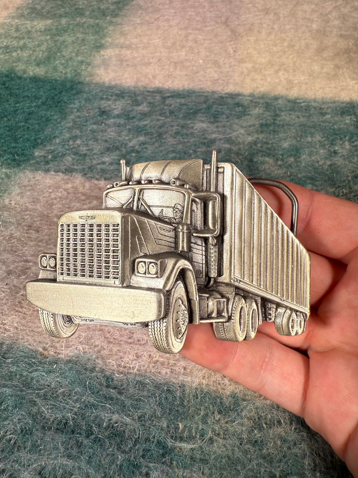 Vintage Semi Truck No Color Belt Buckle