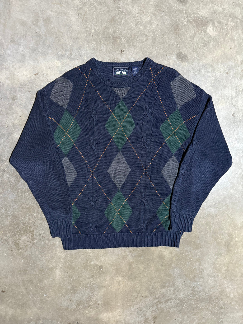 Vintage Woods & Gray Argyle Pattern Sweater (M)