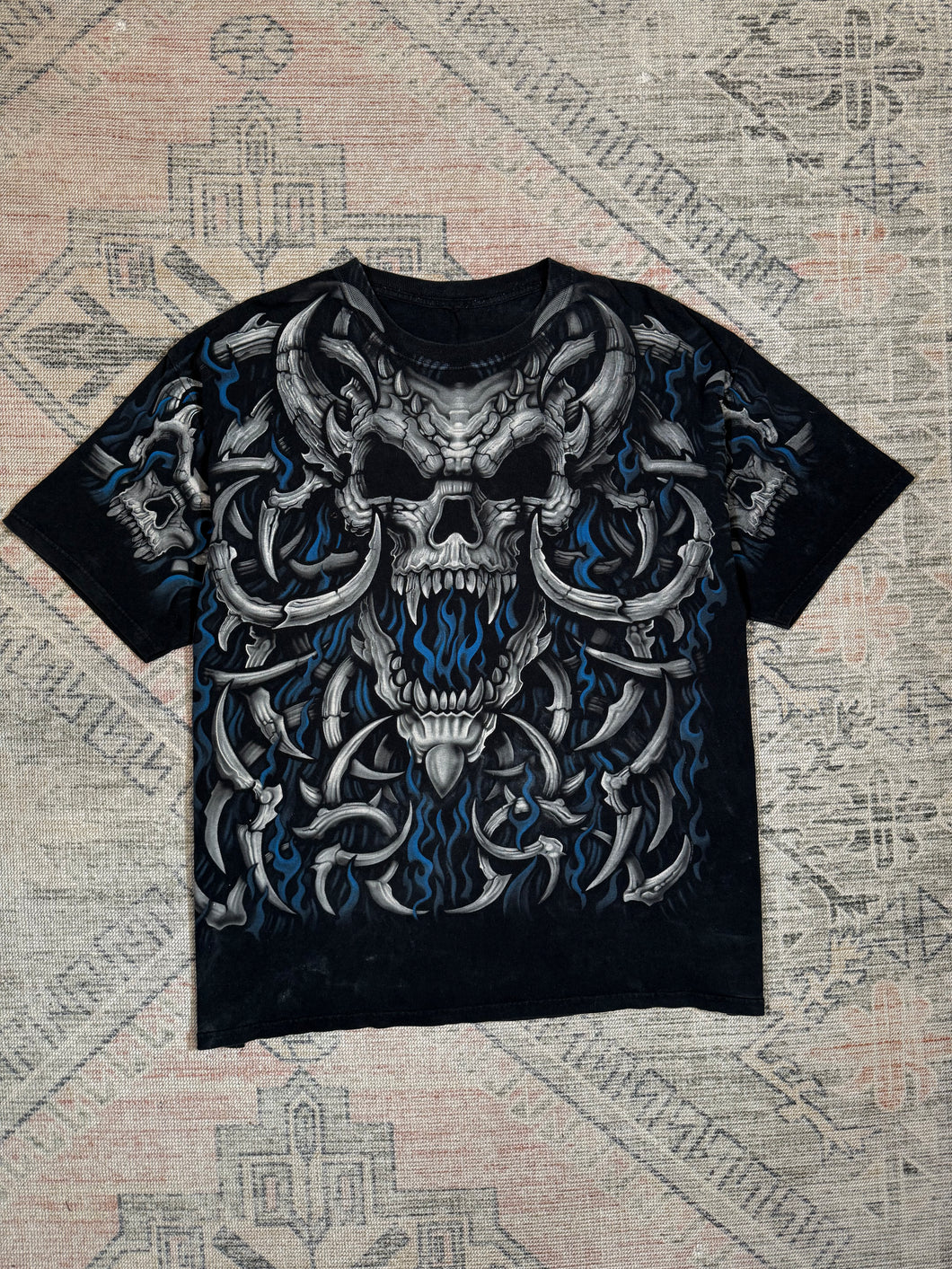2007 Liquid Blue Skull All Over Print Shirt (2XL)