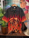 Vintage Dragonfly Clothing Co Flaming Skull Motorcycle Shirt (XL)