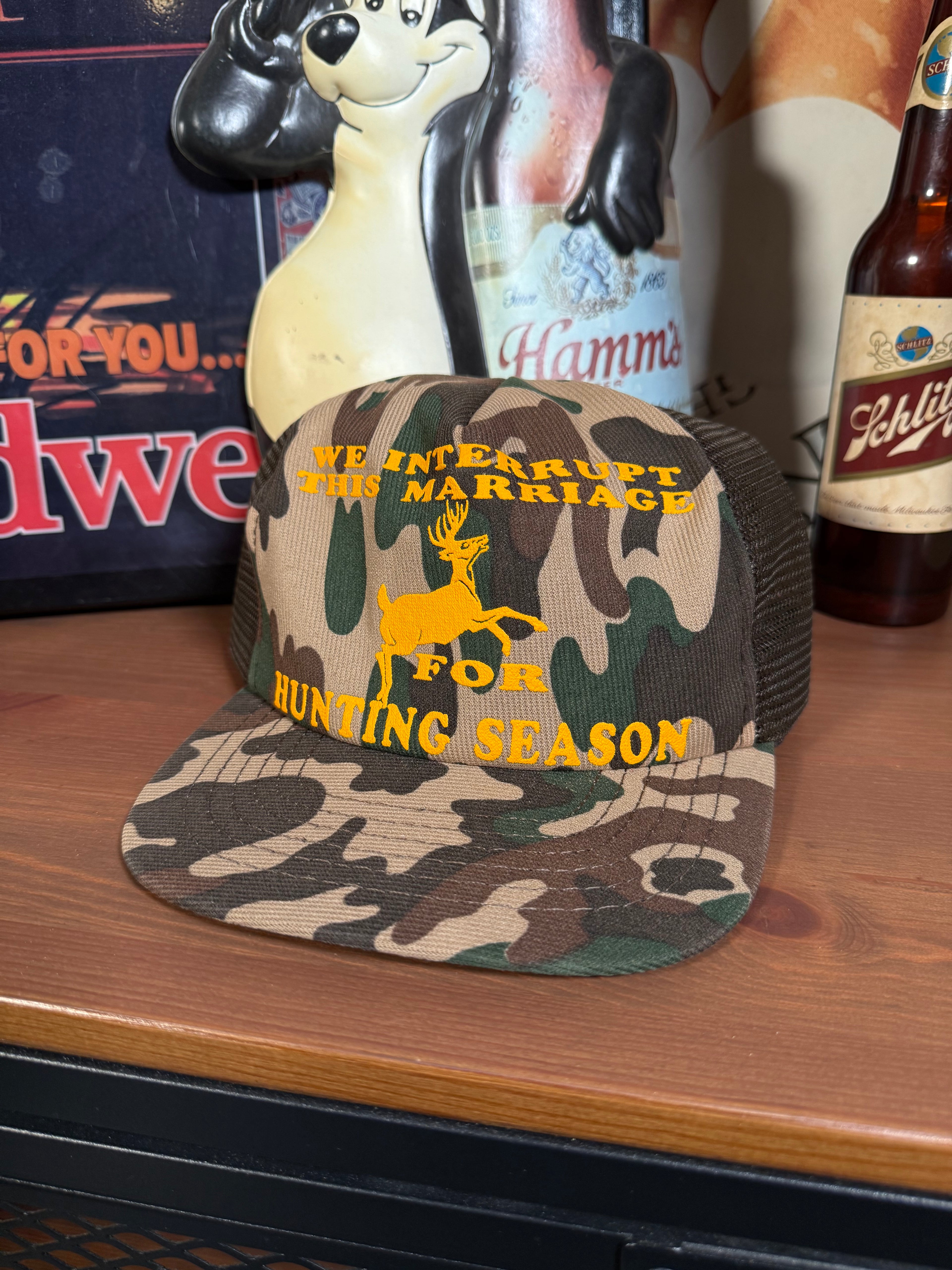 Vintage 80s We Interrupt This Marriage For Hunting Season Trucker Hat