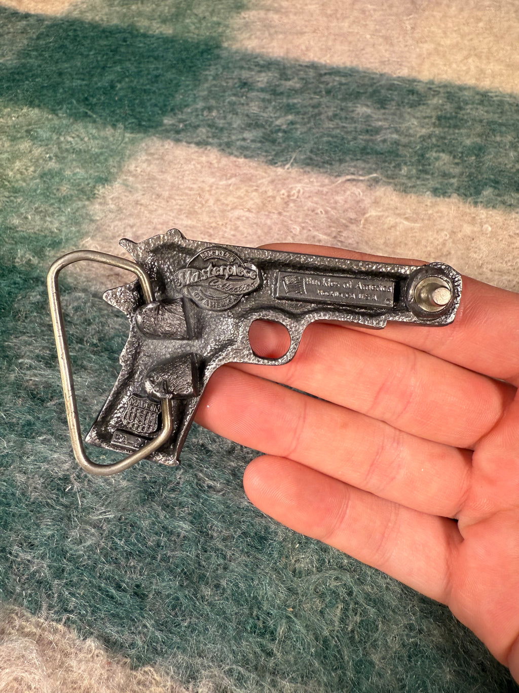 Vintage Brown Handgun Belt Buckle