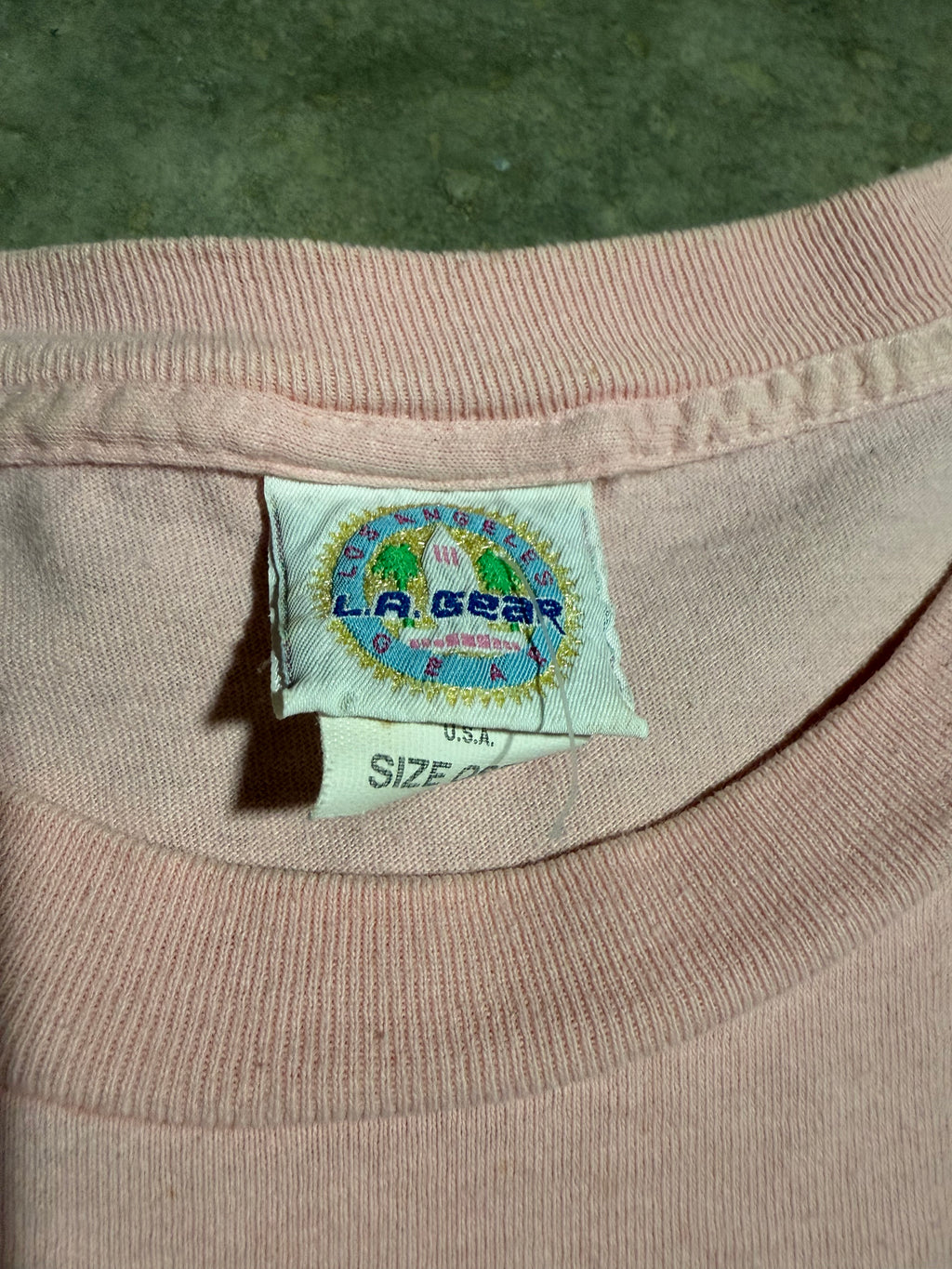 Vintage 80s LA Gear Cropped Pink Tee (Cropped L)