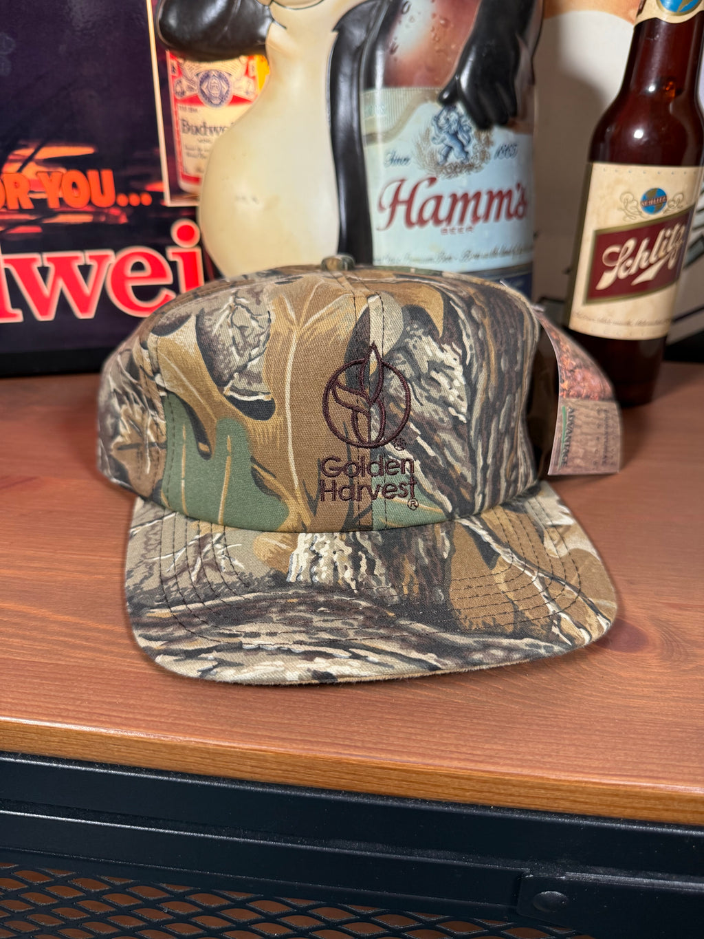 Vintage Golden Harvest Seed K Products Camo Snapback